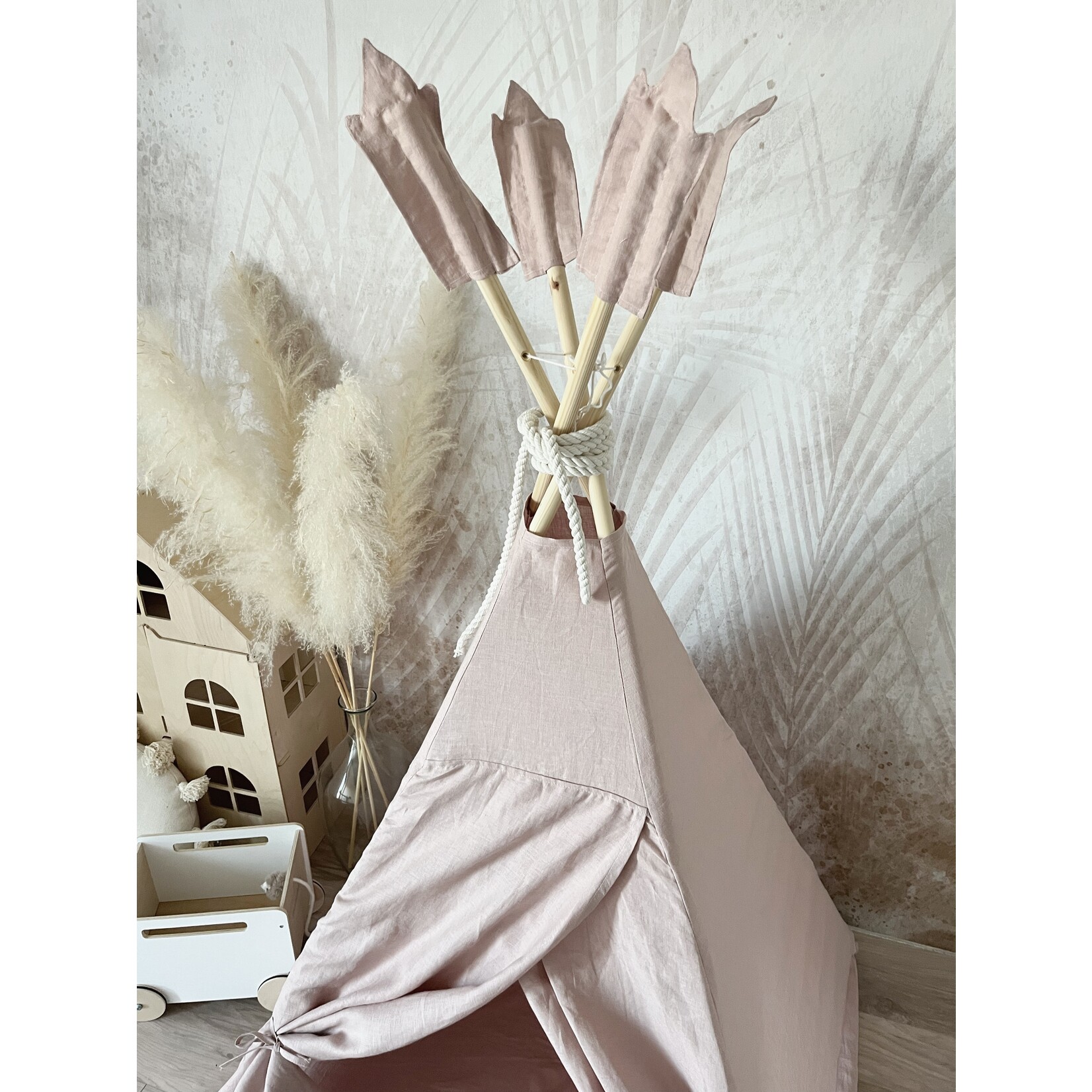 moje. Tipi Tent - Linnen - Powder Pink
