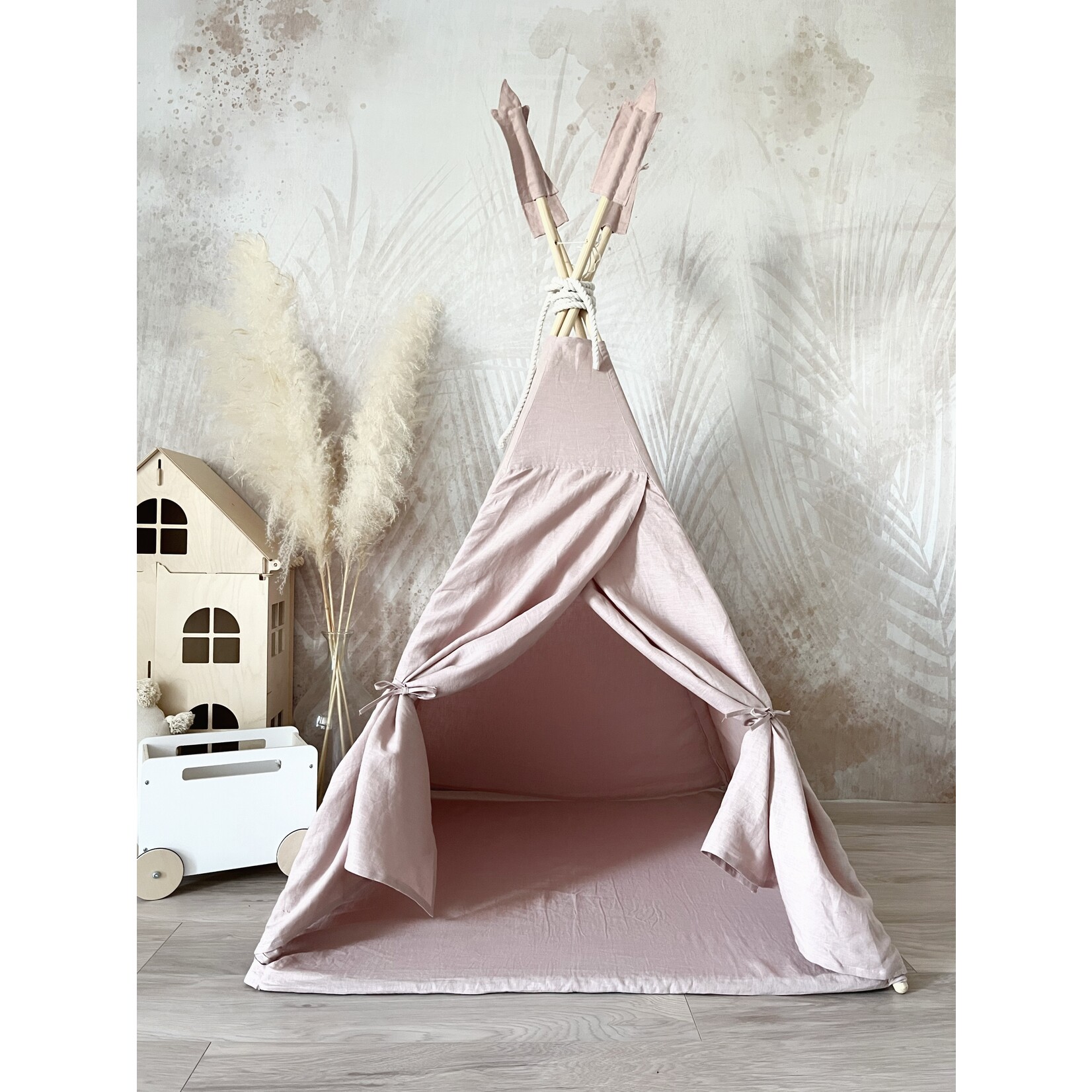 moje. Tipi Tent - Linnen - Powder Pink
