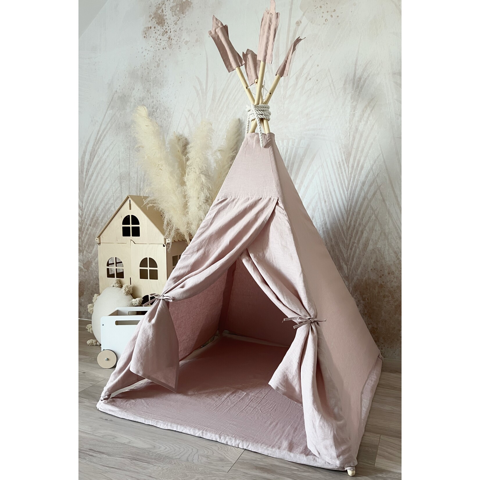 moje. Tipi Tent - Linnen - Powder Pink
