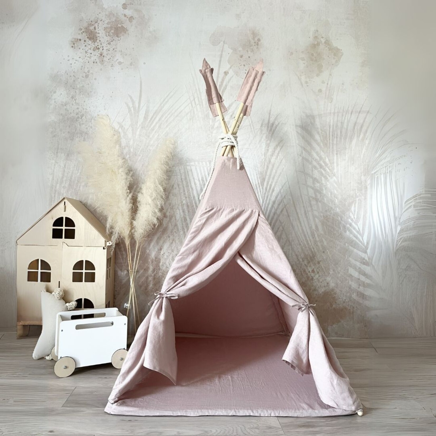 moje. Tipi Tent - Linnen - Powder Pink