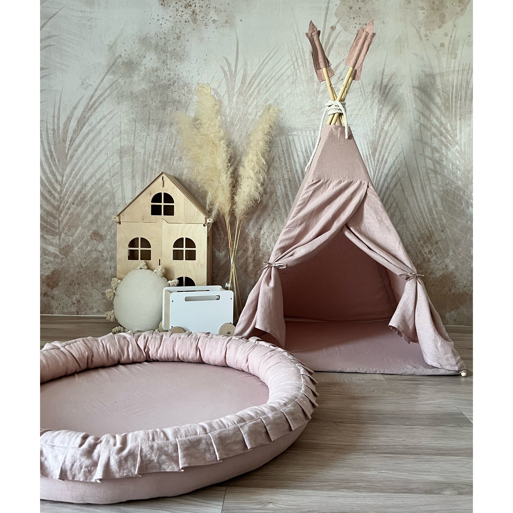 moje. Linnen Speelmat - Powder Pink