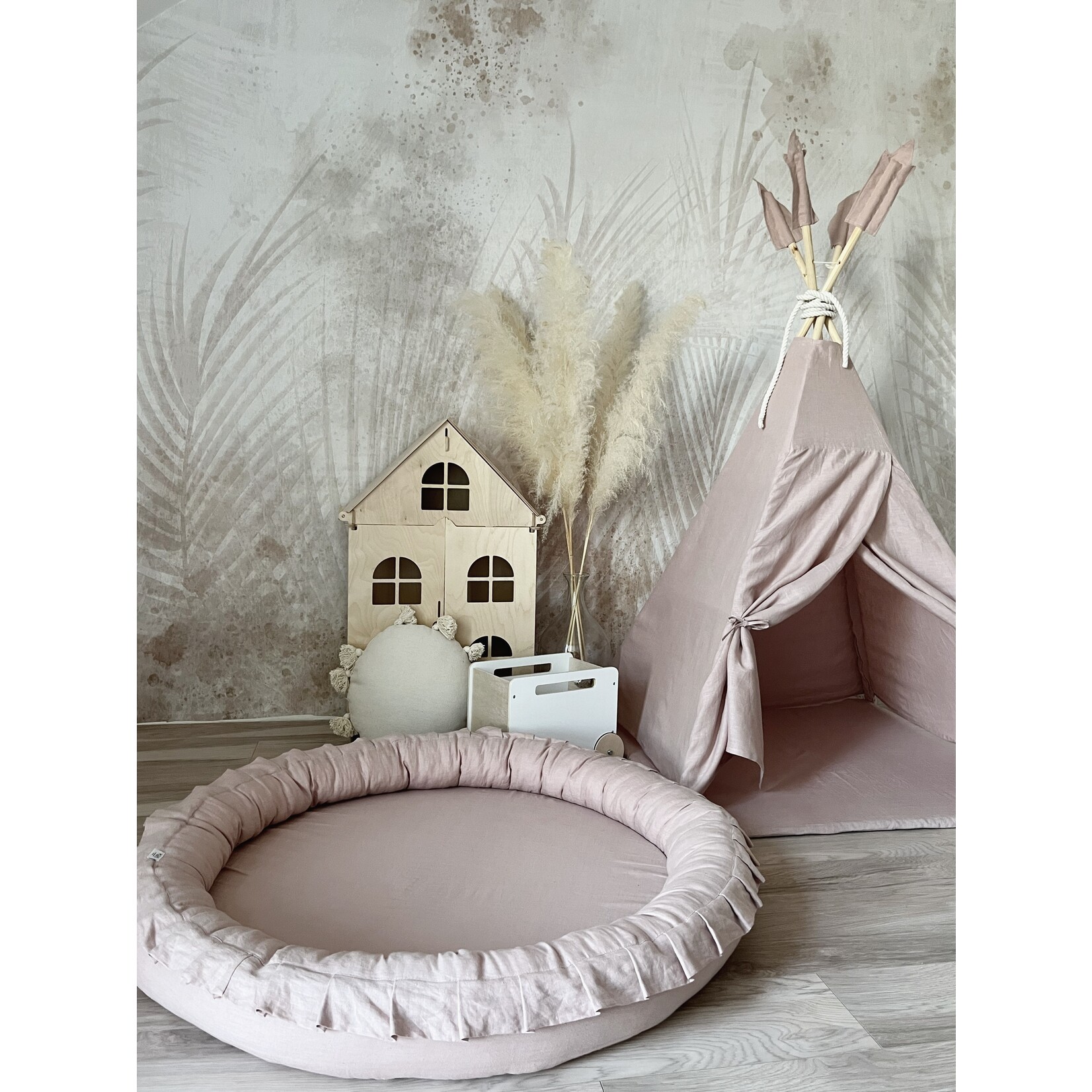 moje. Linnen Speelmat - Powder Pink
