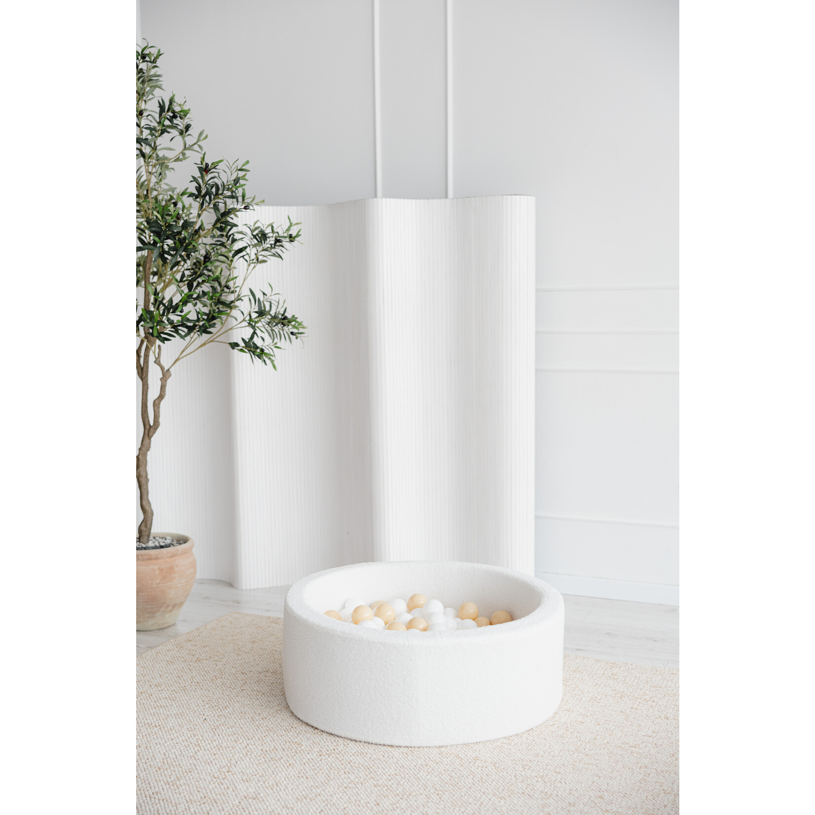 moje. Ballenbad - Boucle - 90x30cm - Wit