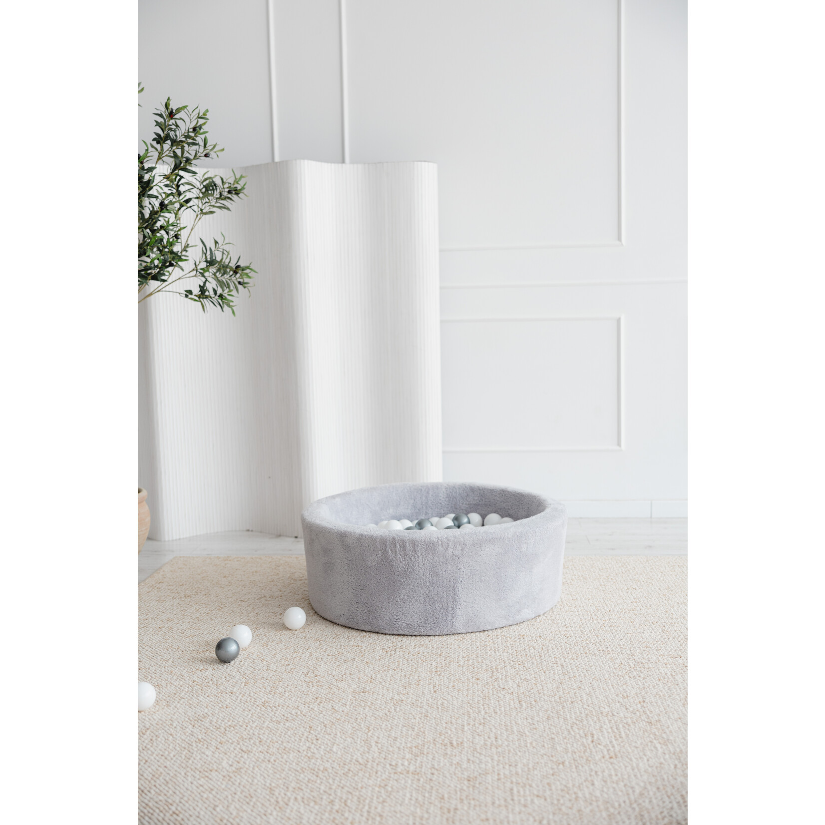 moje. Ballenbad - Teddy - 90x30cm - Grijs