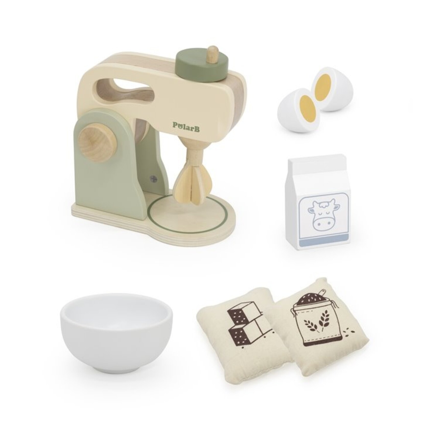 PolarB Houten mixer set – speelgoed keukenmachine met accessoires
