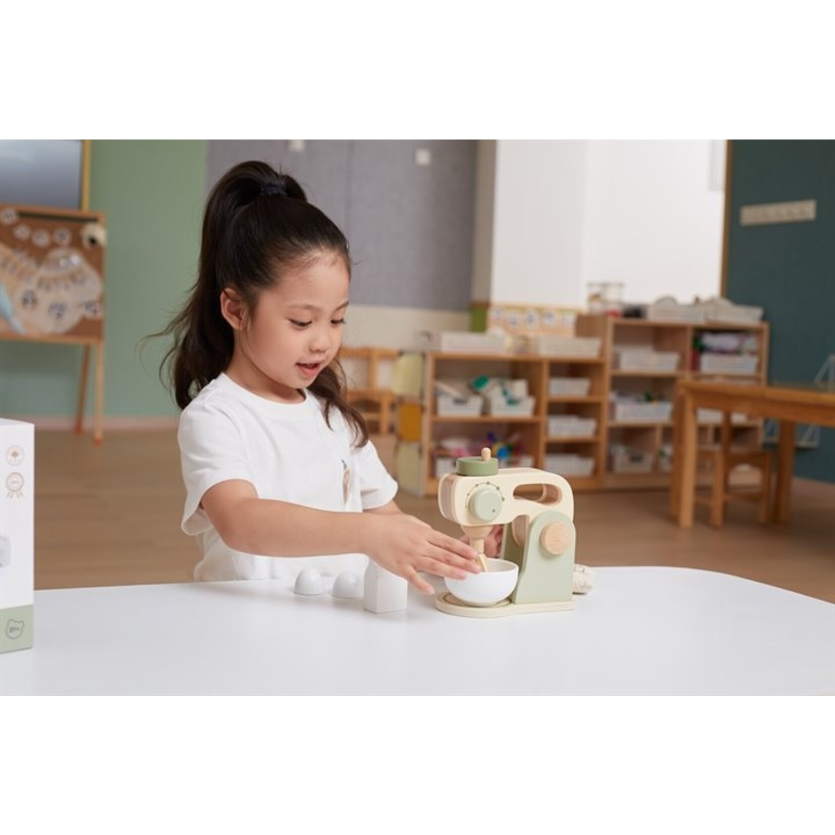 Woet Houten mixer set – speelgoed keukenmachine met accessoires