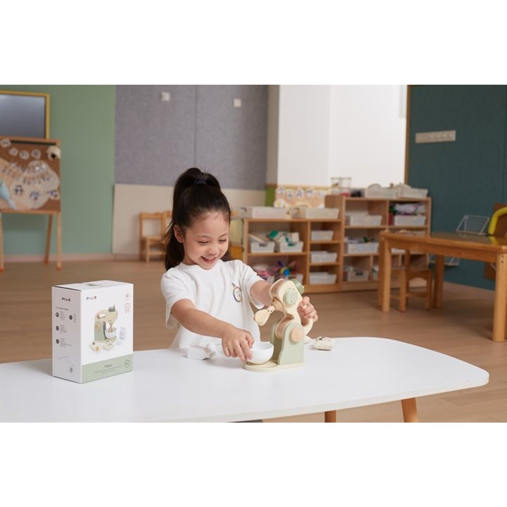 Woet Houten mixer set – speelgoed keukenmachine met accessoires