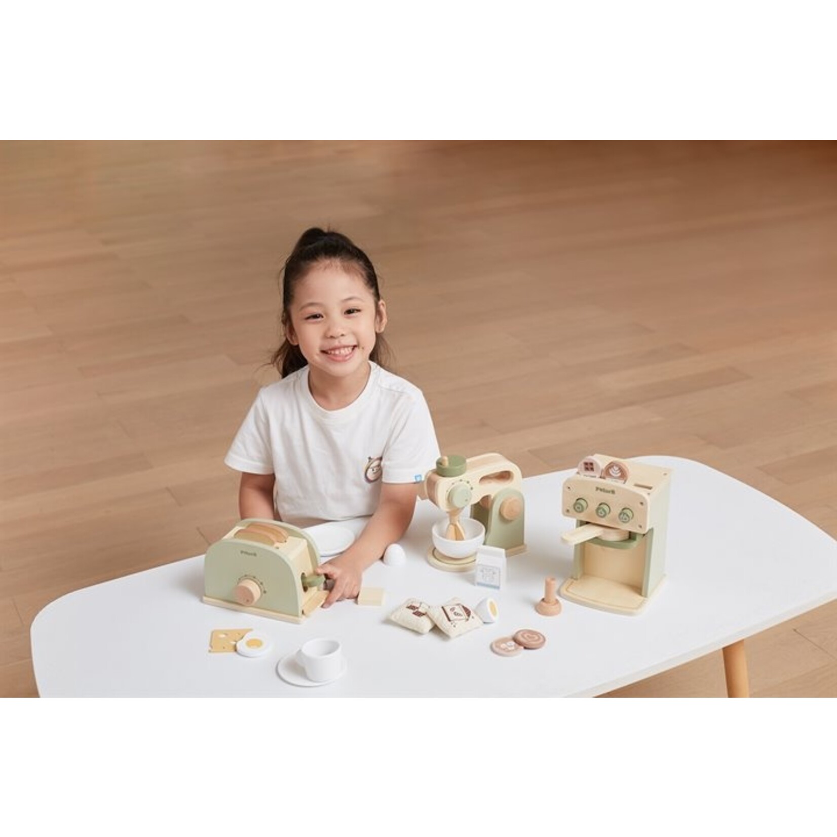 PolarB Houten mixer set – speelgoed keukenmachine met accessoires