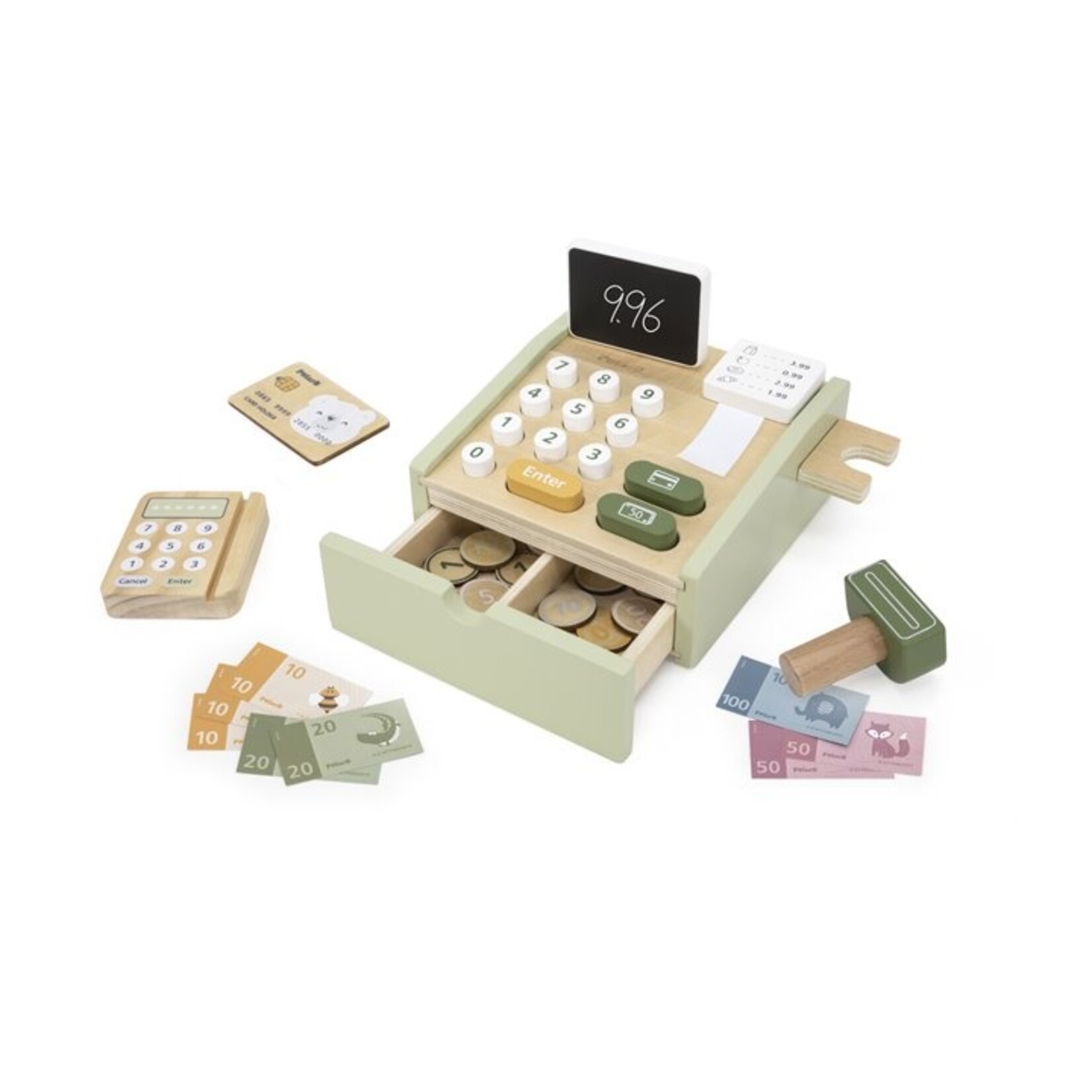 Woet  Houten kassa met accessoires