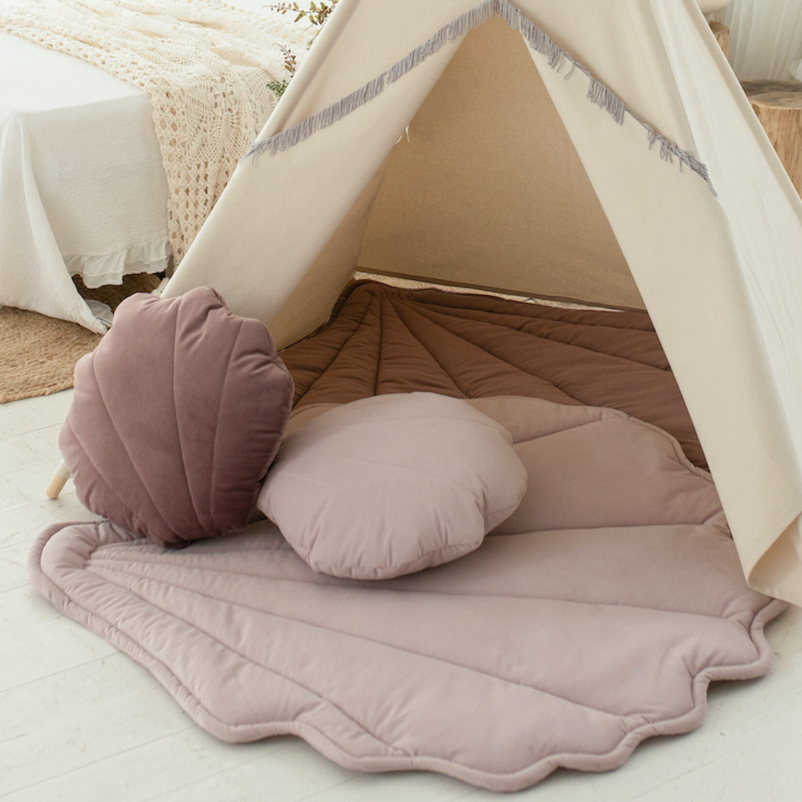 Cozy & Dozy Roze tipi speeltent Pink Mermaid met of zonder velvet schelpmat