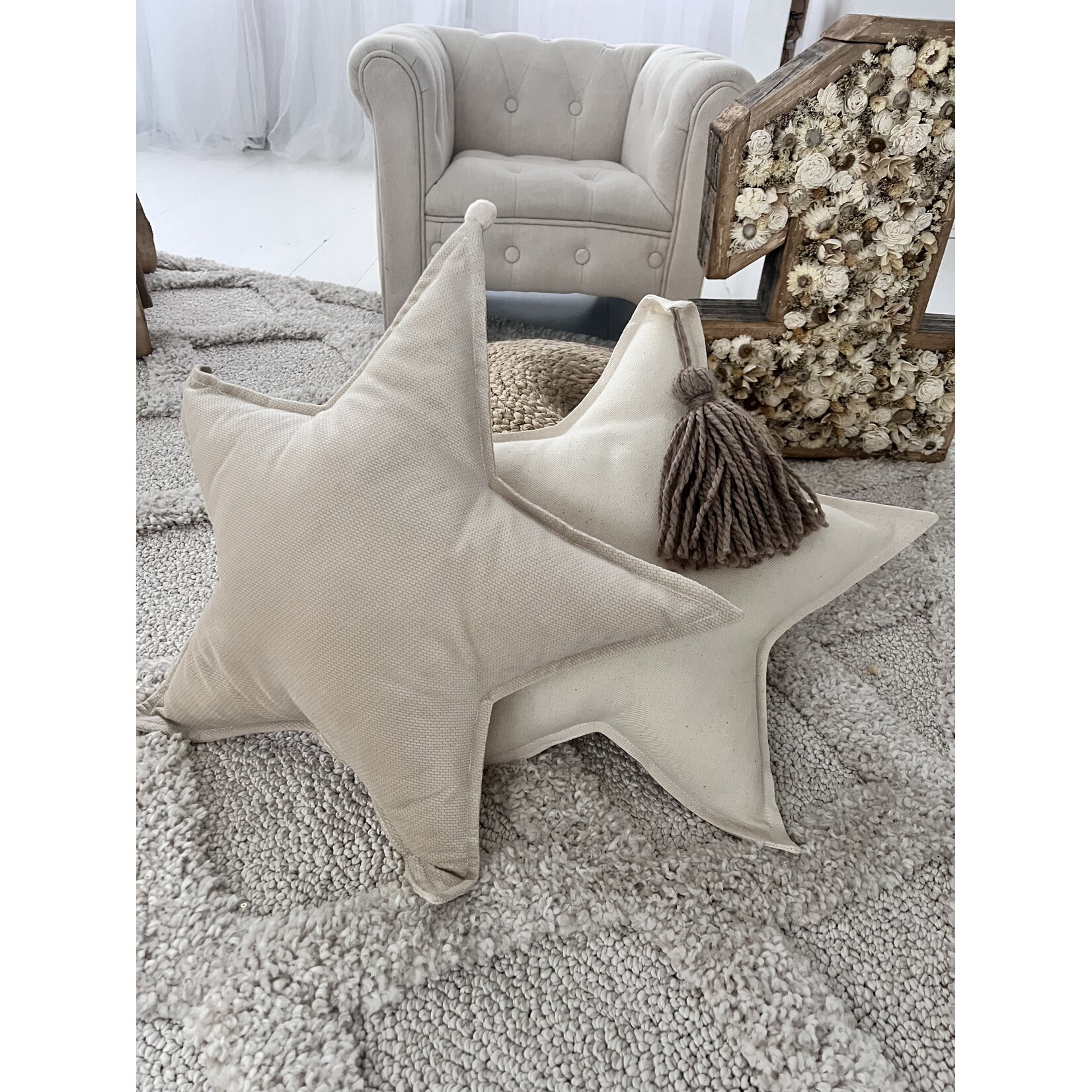 Cozy & Dozy Tipi tent - Beige Velvet - katoen met kanten afwerking