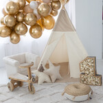 Cozy & Dozy Tipi tent - Beige Velvet - katoen met kanten afwerking