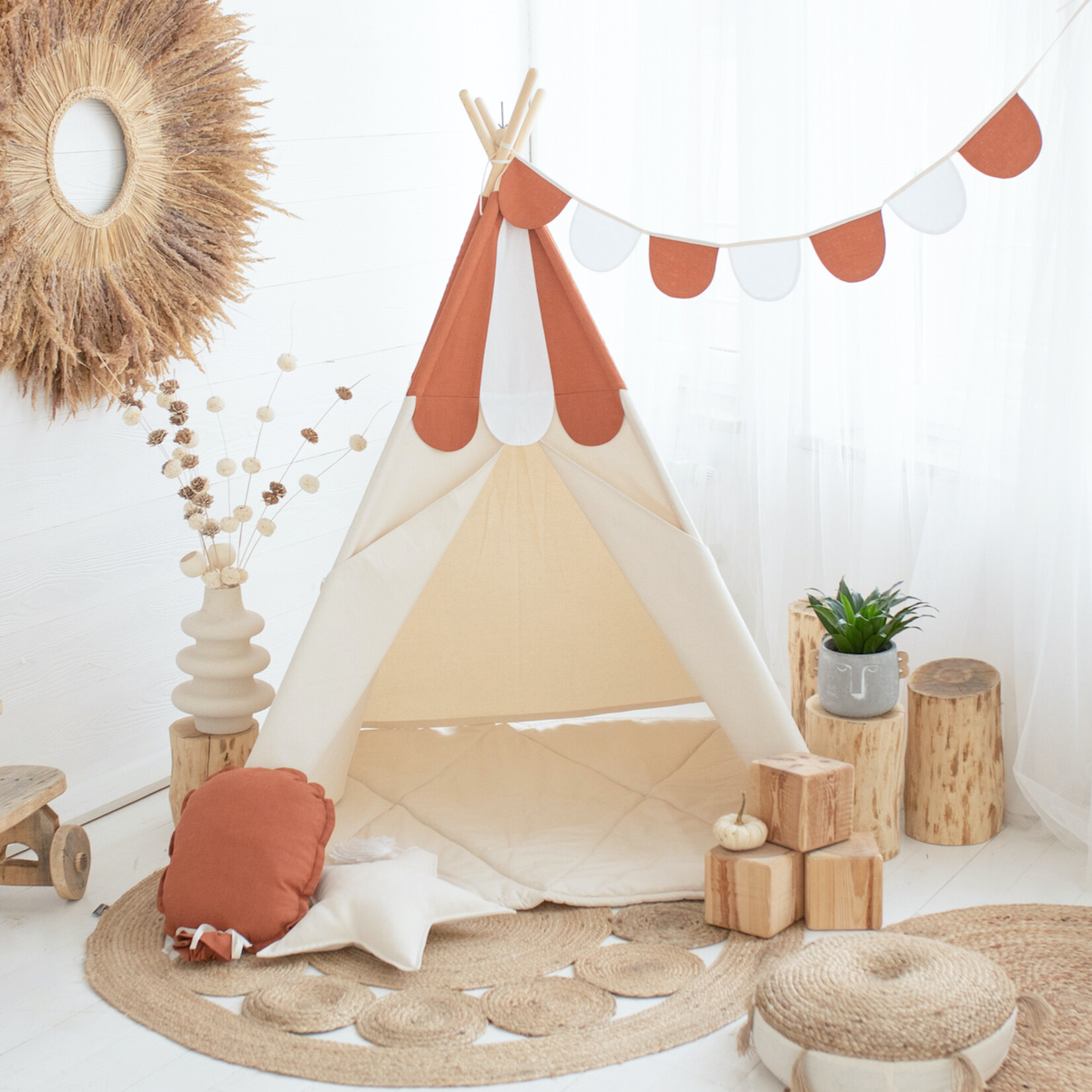 Cozy & Dozy Tipi tent - Candy Red - met zachte speelmat