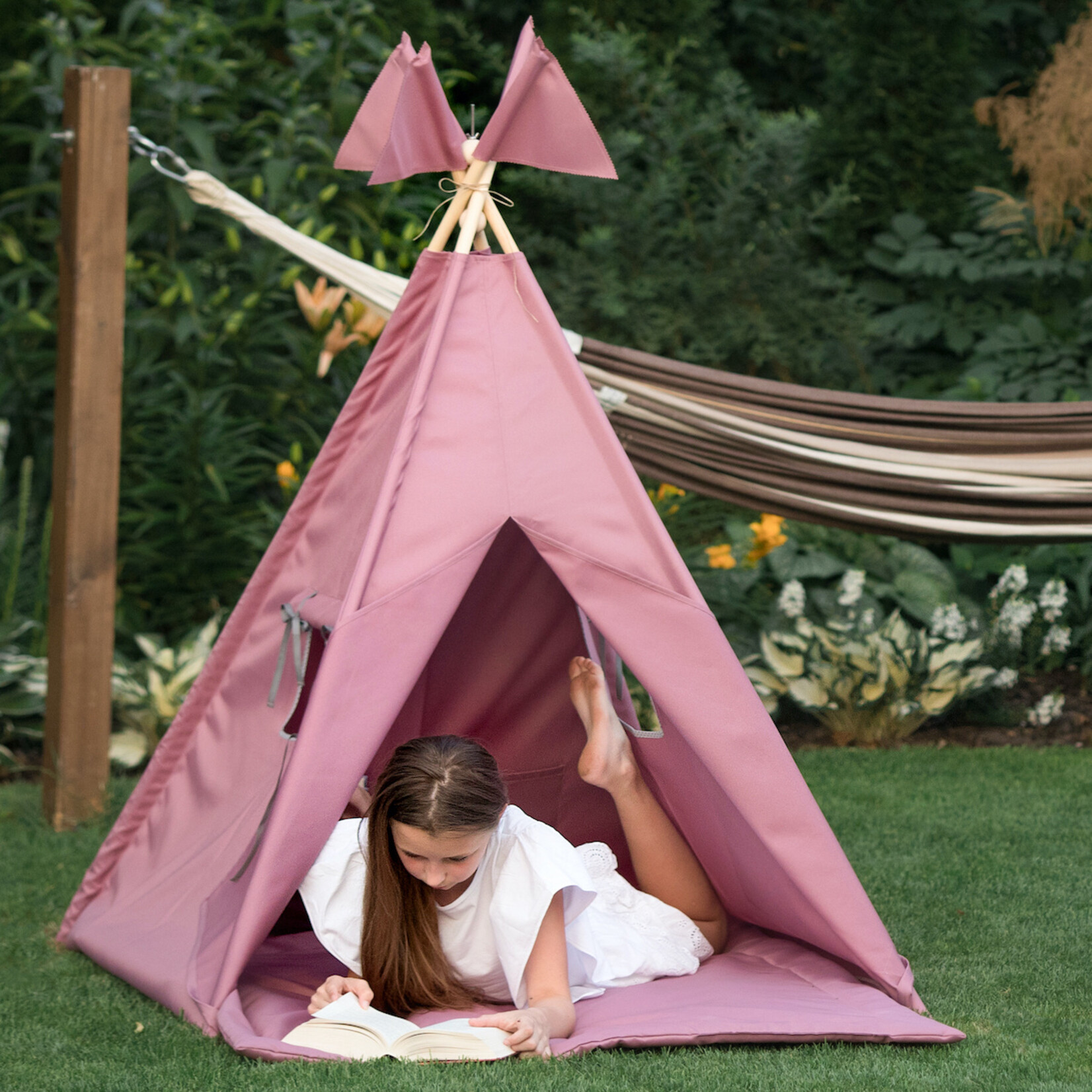 Cozy & Dozy Outdoor tipi speeltent - Dark Pink - voor binnen en buiten