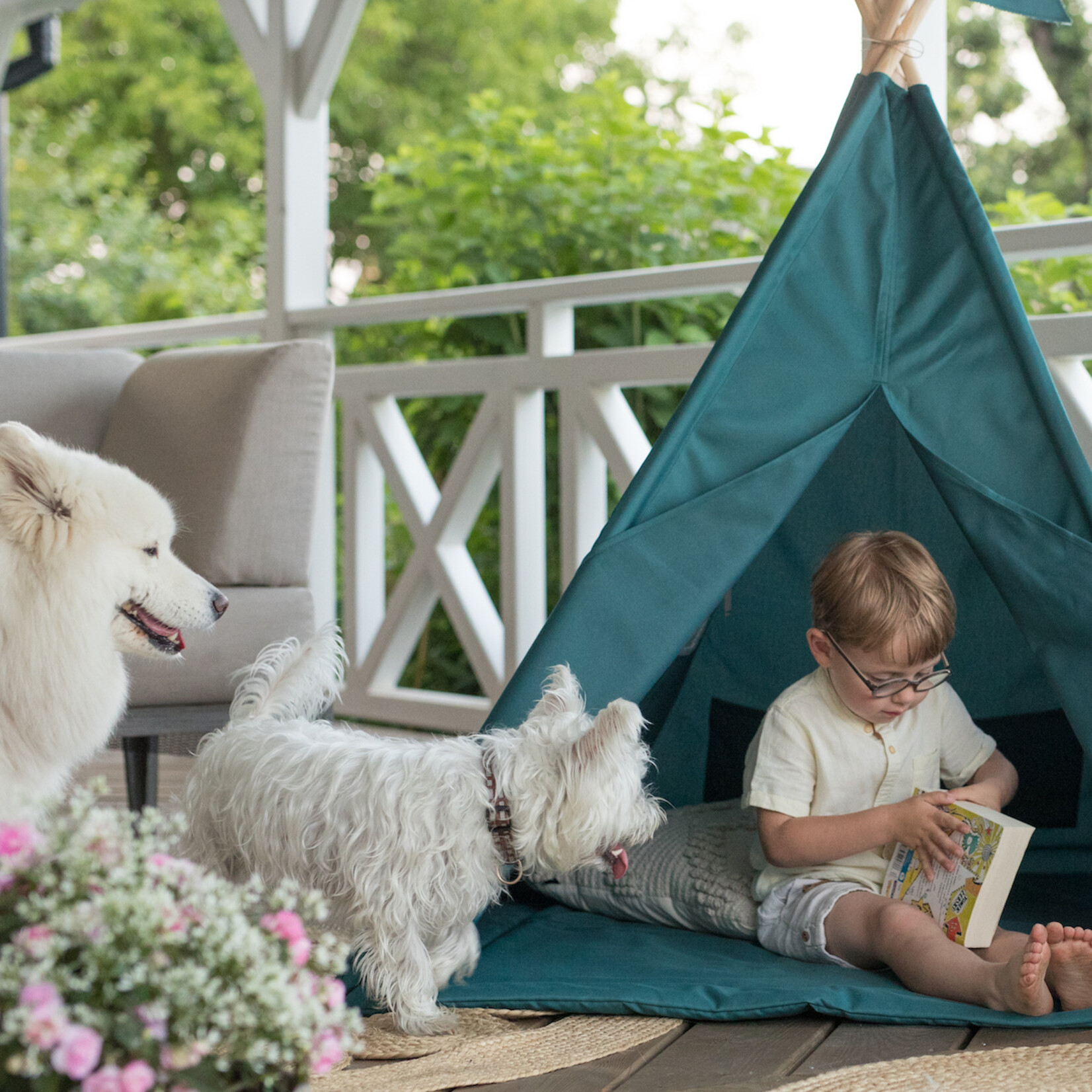 Cozy & Dozy Outdoor tipi speeltent - Pine - groen - voor binnen en buiten