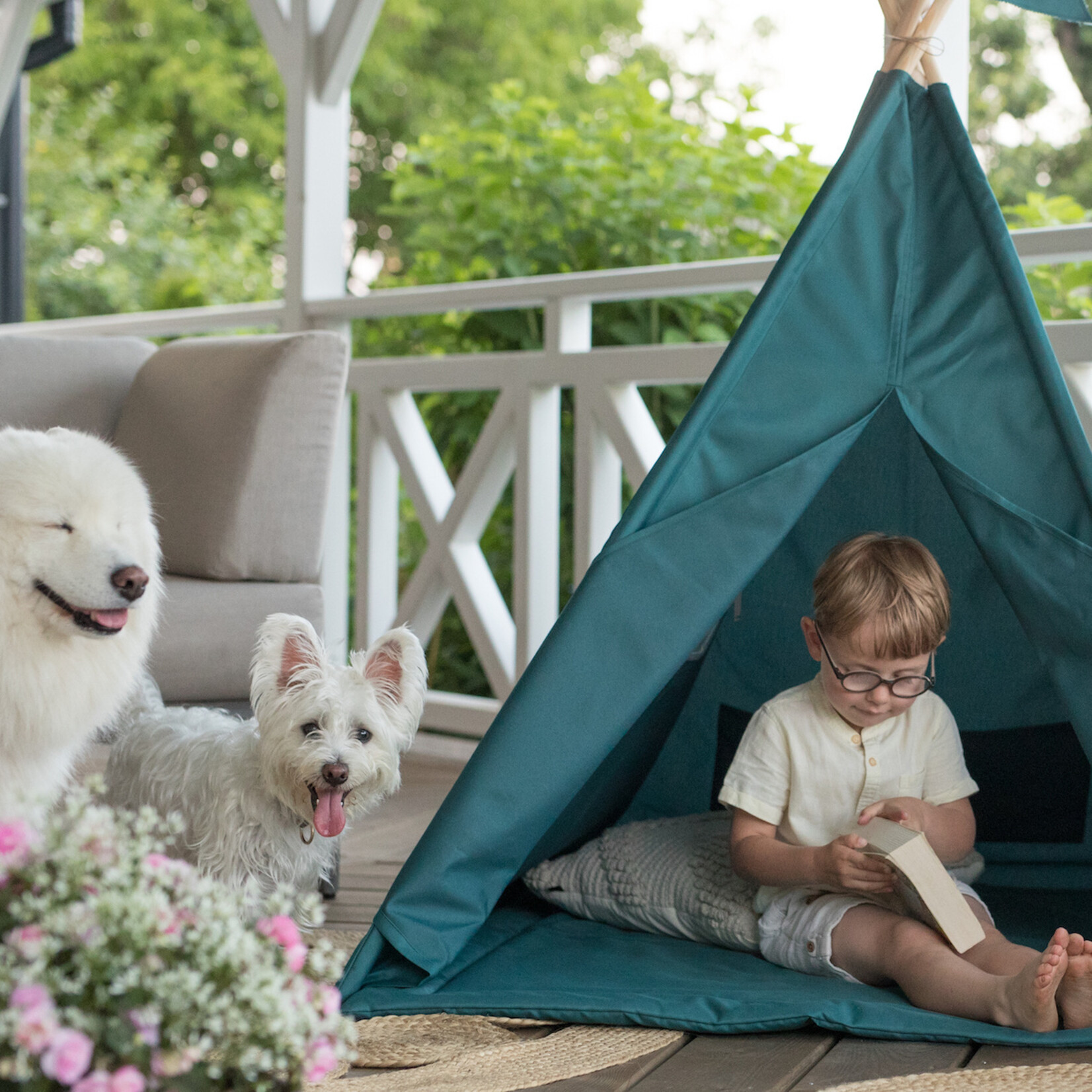 Cozy & Dozy Outdoor tipi speeltent - Pine - groen - voor binnen en buiten