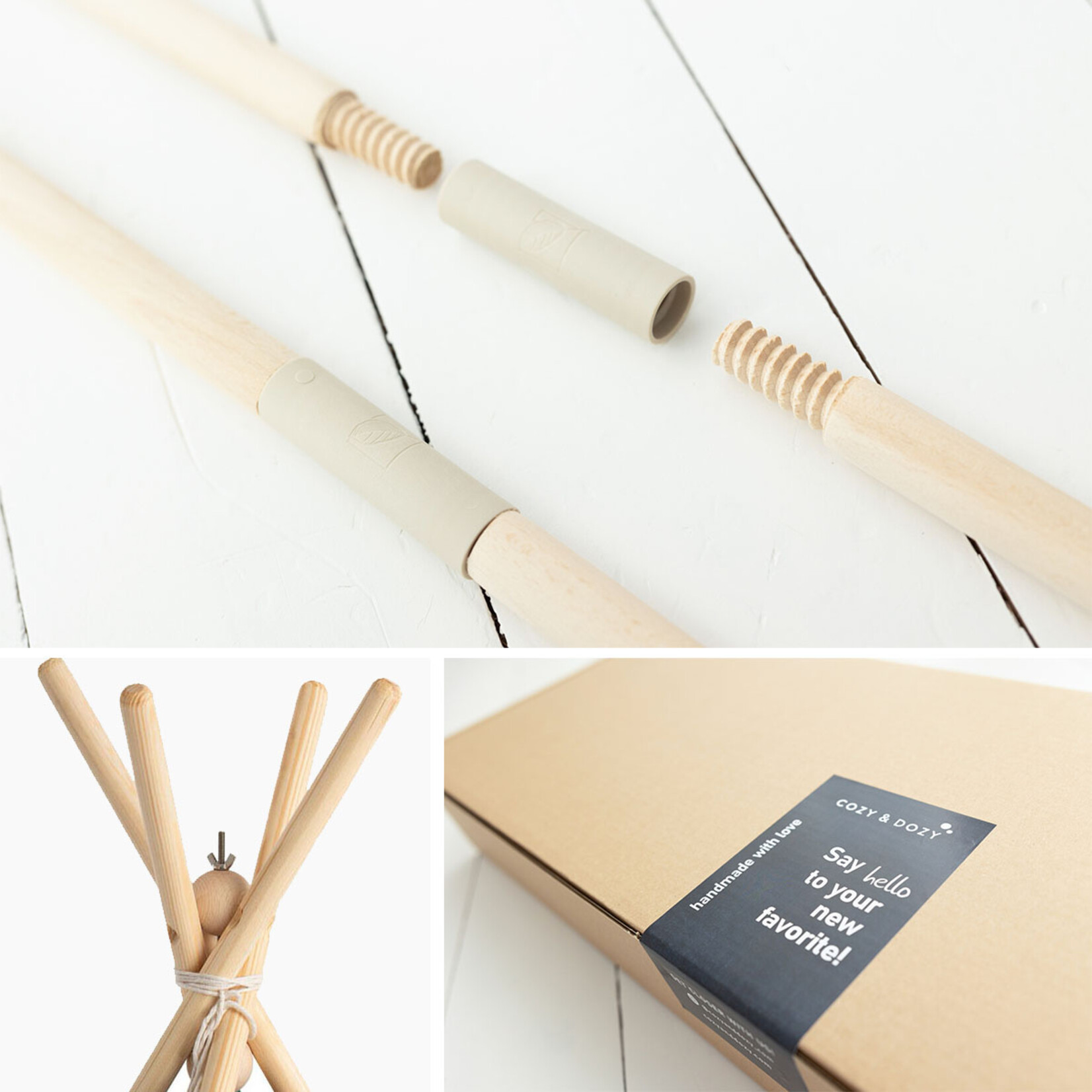 Cozy & Dozy Boho Tipi tent - Cozy White Velvet - crème met pompons - met of zonder velvet speelmat