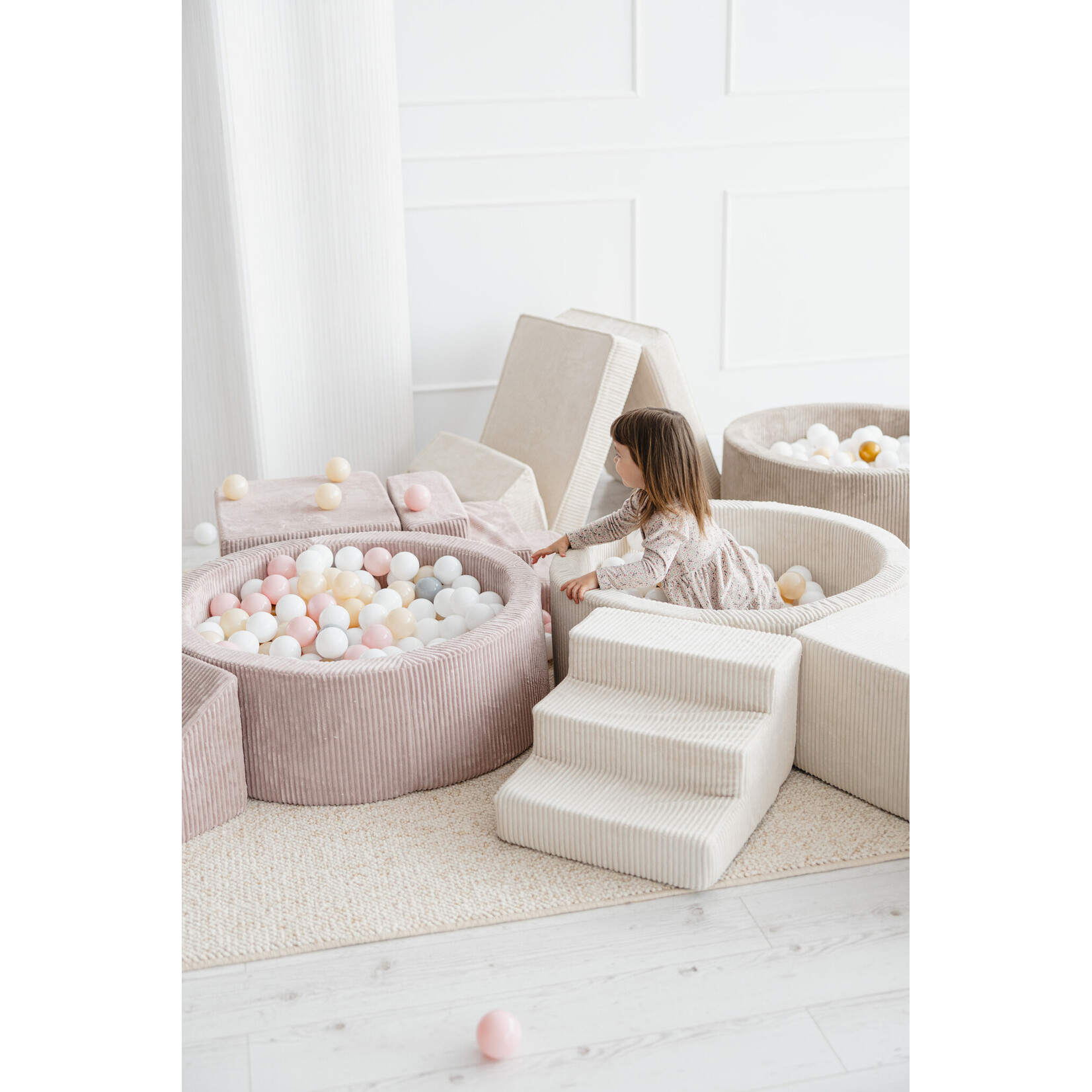 moje. Ballenbad - Rib Velvet - 90x30cm - Dirty Pink