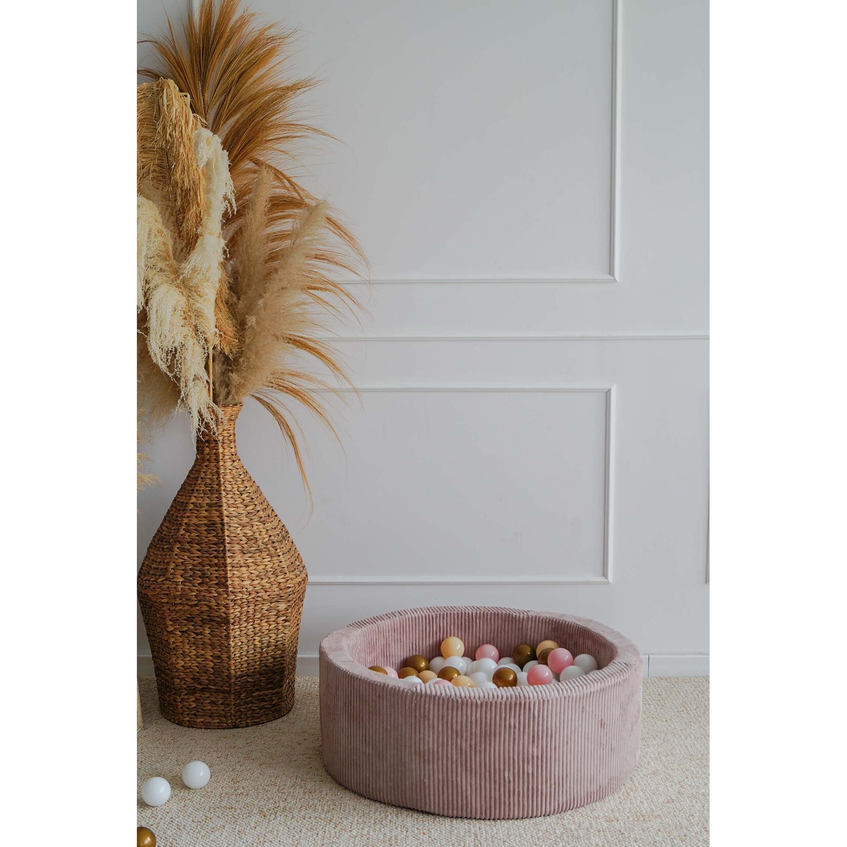 moje. Ballenbad - Rib Velvet - 90x30cm - Dirty Pink