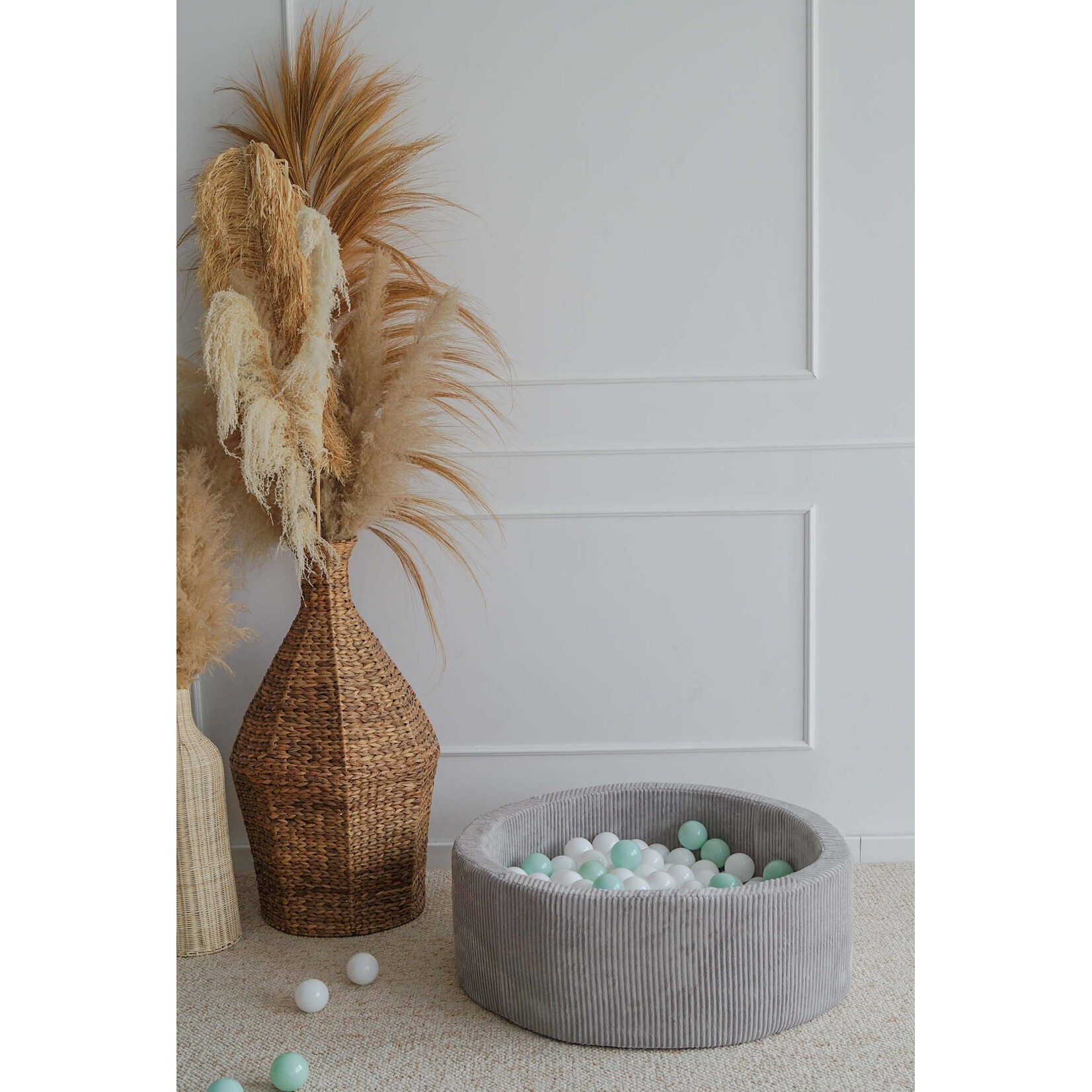 moje. Ballenbad - Rib Velvet - 90x30cm - Grey