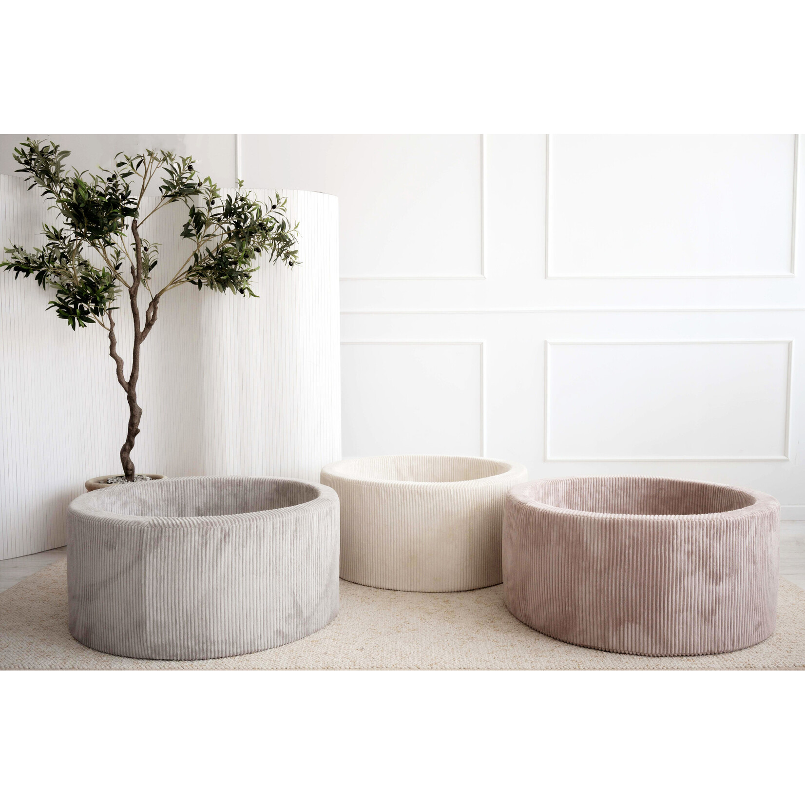 moje. Ballenbad - Rib Velvet - 90x40cm - Dirty Pink