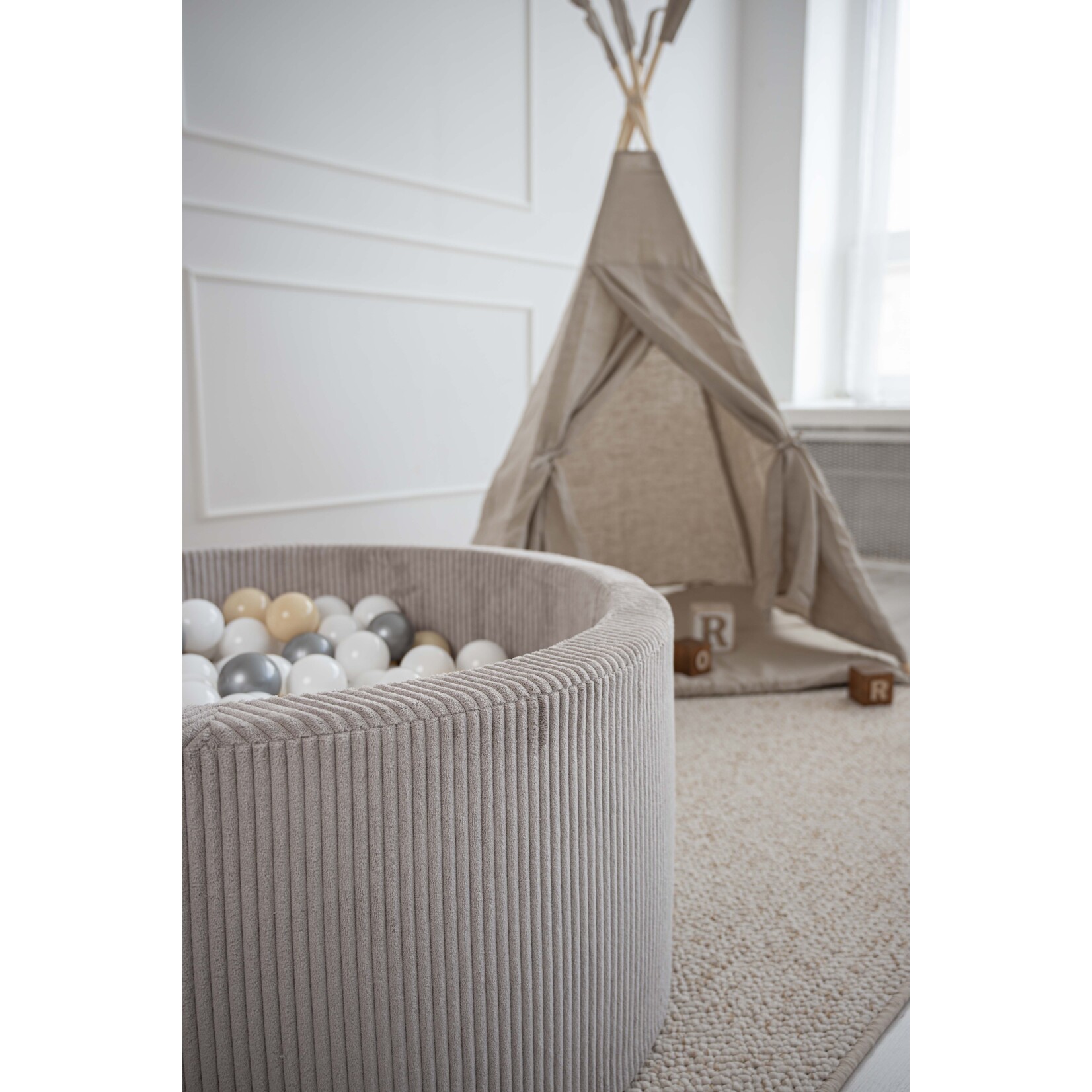 moje. Ballenbad - Rib Velvet - 90x40cm - Grey