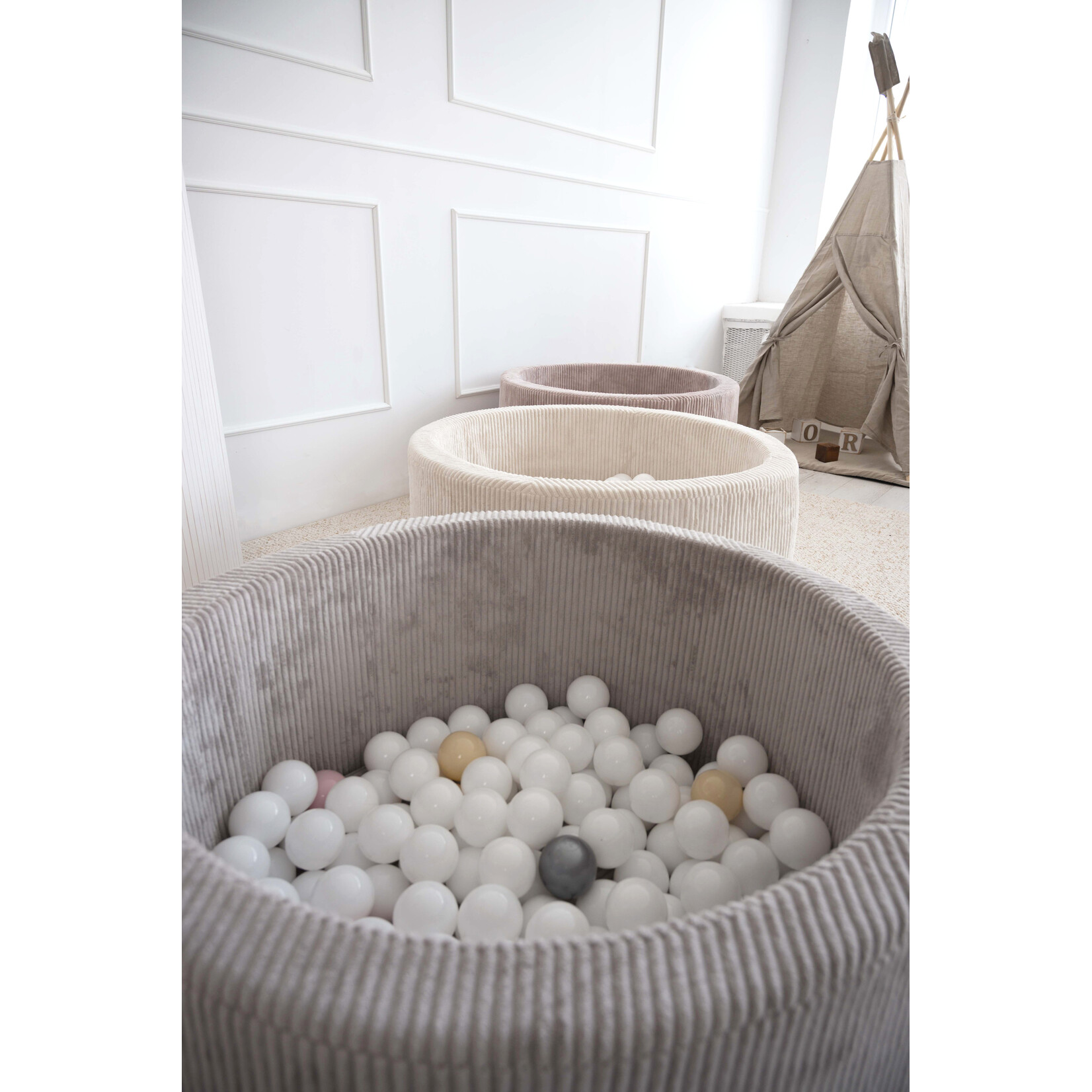 moje. Ballenbad - Rib Velvet - 90x40cm - Grey