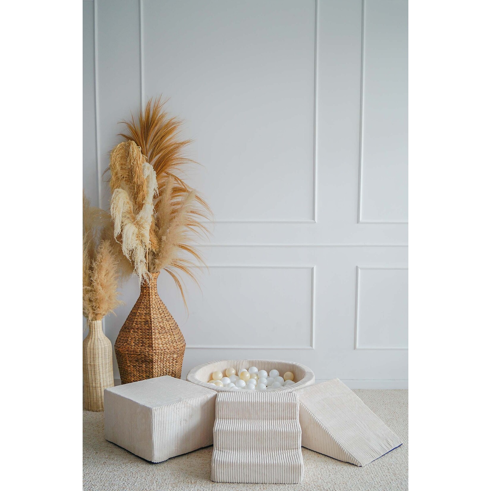 moje. Speelset 3 elementen + Rib Ballenbad 90x30  - Créme incl. 200 ballen