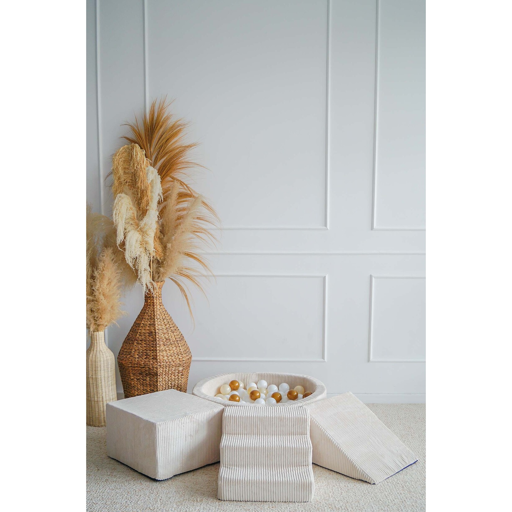 moje. Speelset 3 elementen + Rib Ballenbad 90x30  - Créme incl. 200 ballen