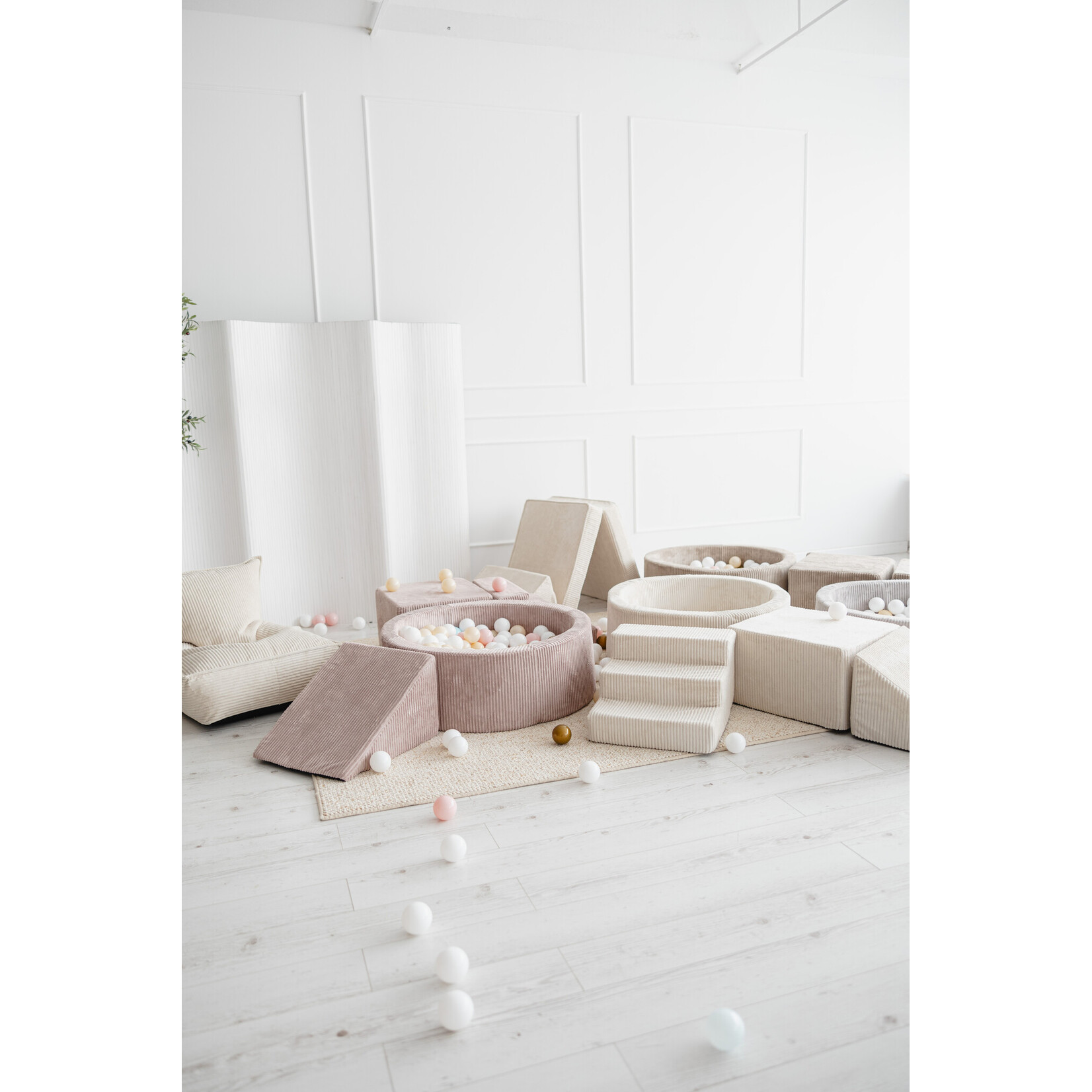 moje. Speelset 3 elementen + Rib Ballenbad 90x30 - Grey incl. 200 ballen