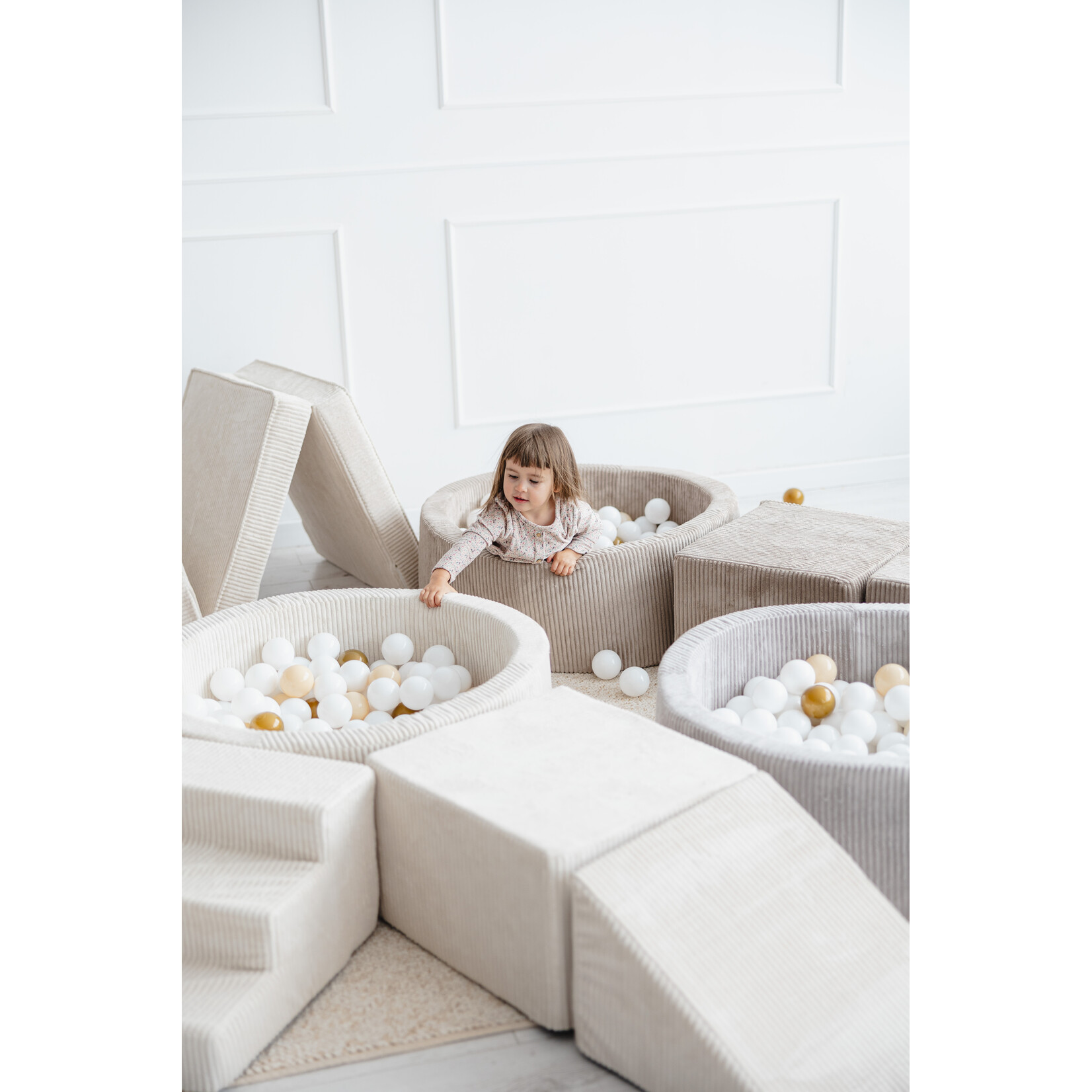 moje. Speelset 3 elementen + Rib Ballenbad 90x30 - Grey incl. 200 ballen