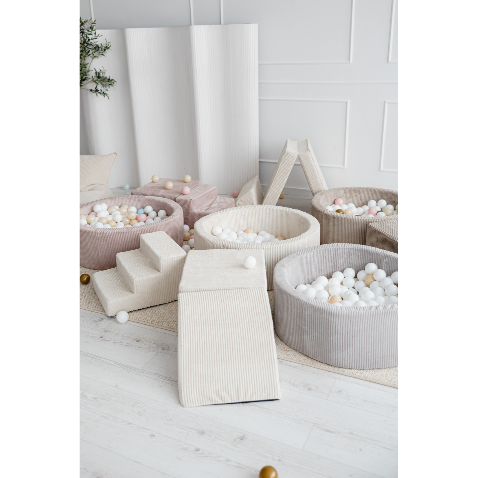 moje. Speelset 3 elementen + Rib Ballenbad 90x30 - Grey incl. 200 ballen