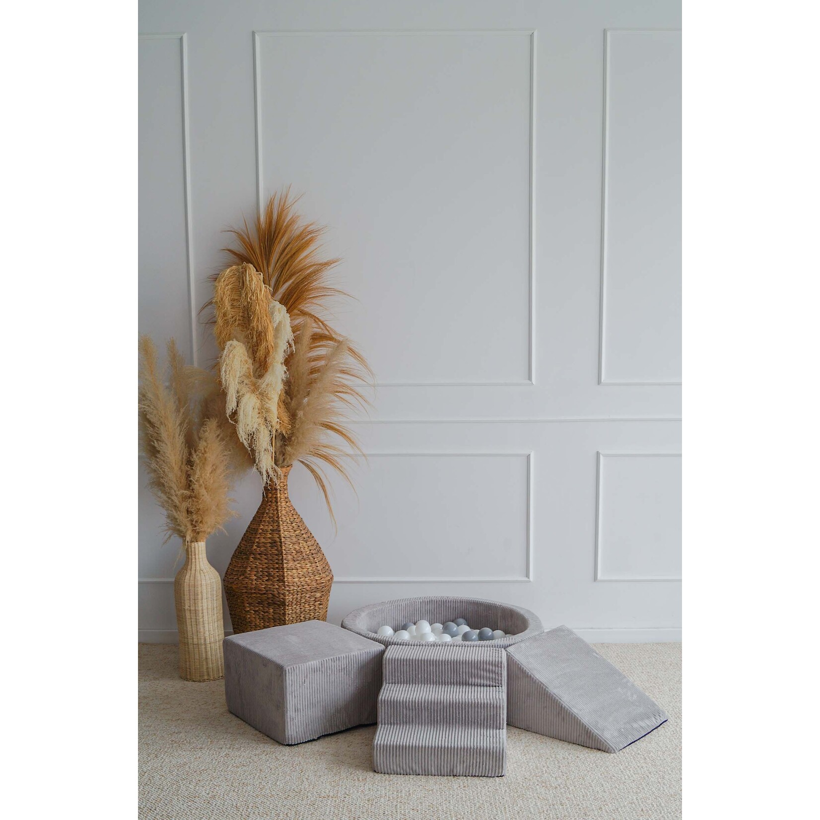 moje. Speelset 3 elementen + Rib Ballenbad 90x30 - Grey incl. 200 ballen