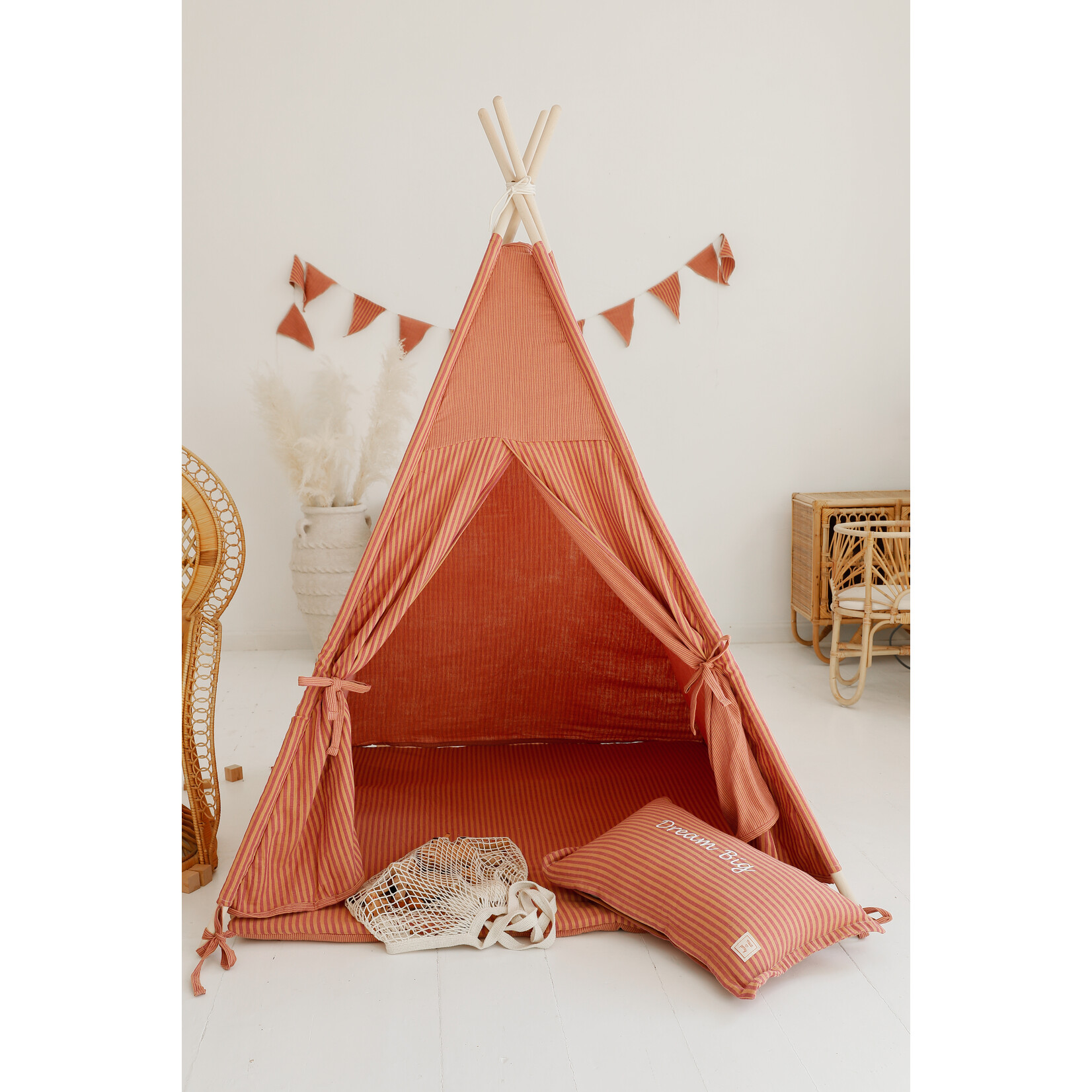 MuzPony Tipi tent Dalia Stripes - mousseline speeltent met vloer mat