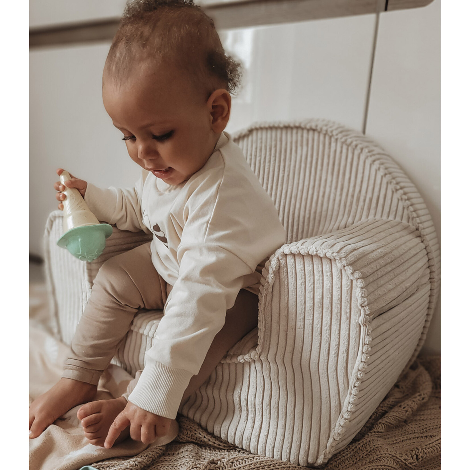 MuzPony Rib Kinderfauteuil -Ecru