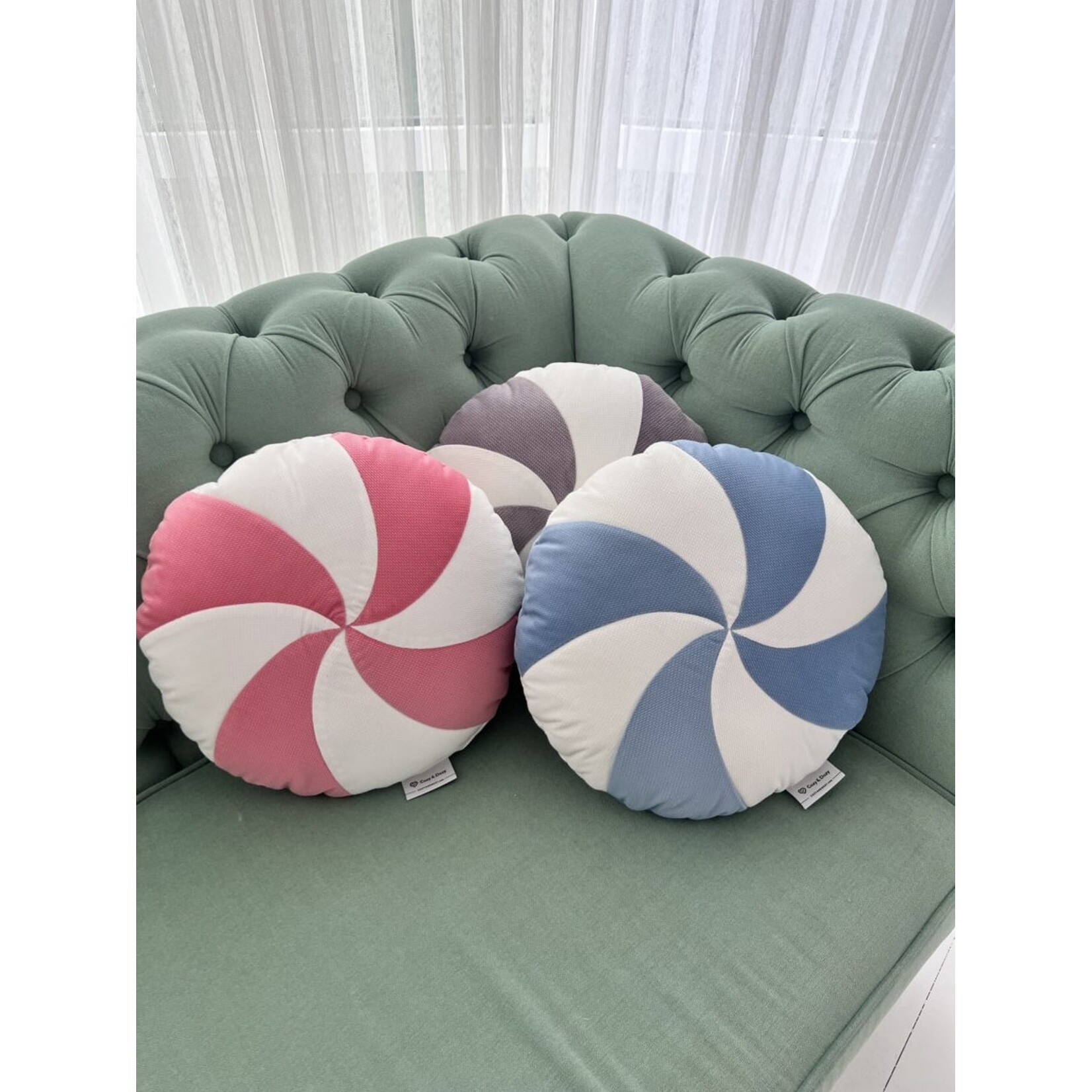 Cozy & Dozy Ronde kussen Candy – Blauw