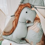 Cozy & Dozy Groene Dino – velvet sierkussen
