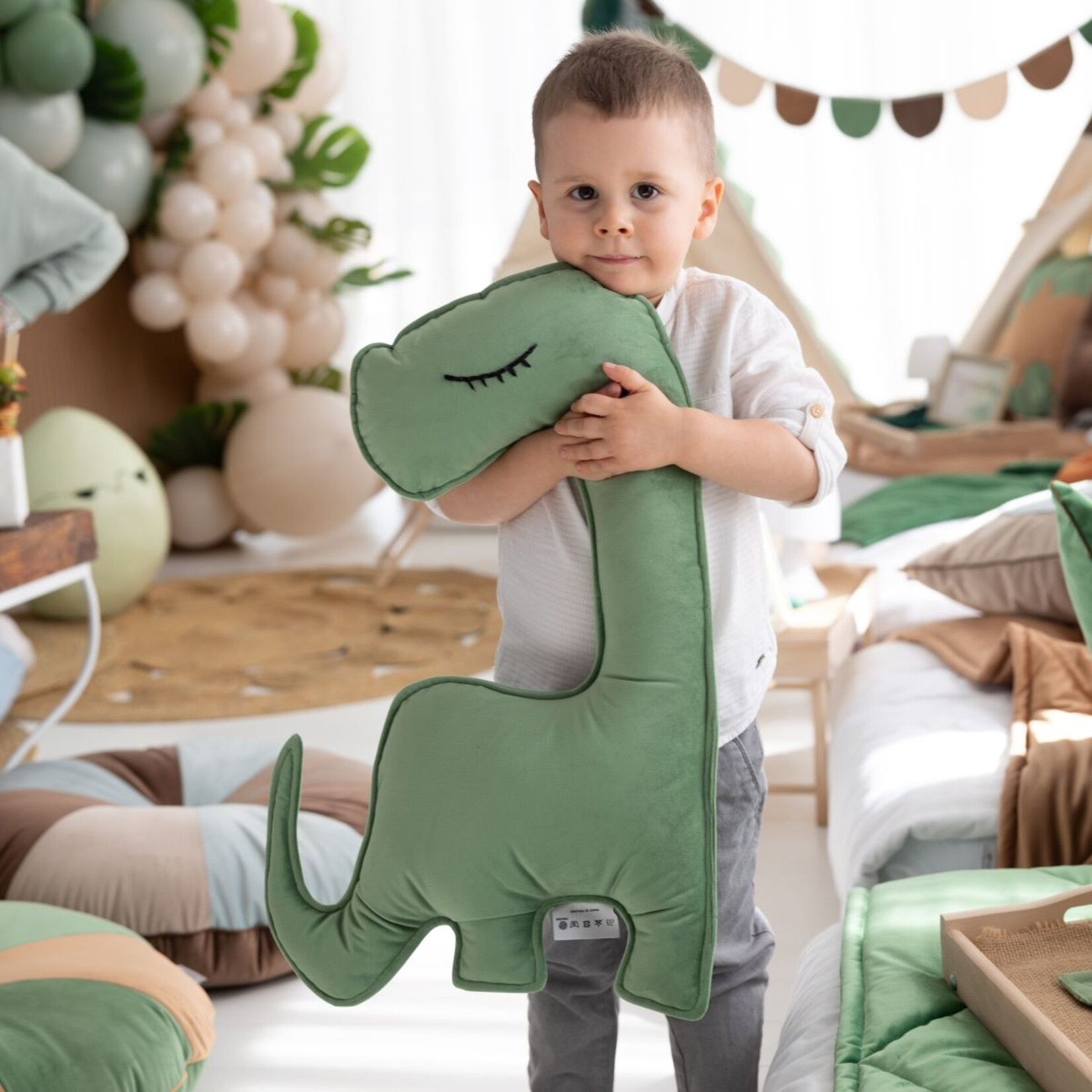 Cozy & Dozy Groene Diplodocus – kinder sierkussen