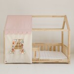 MOI MILI Katoenen tent voor bedhuis – ecru-roze met bloemen