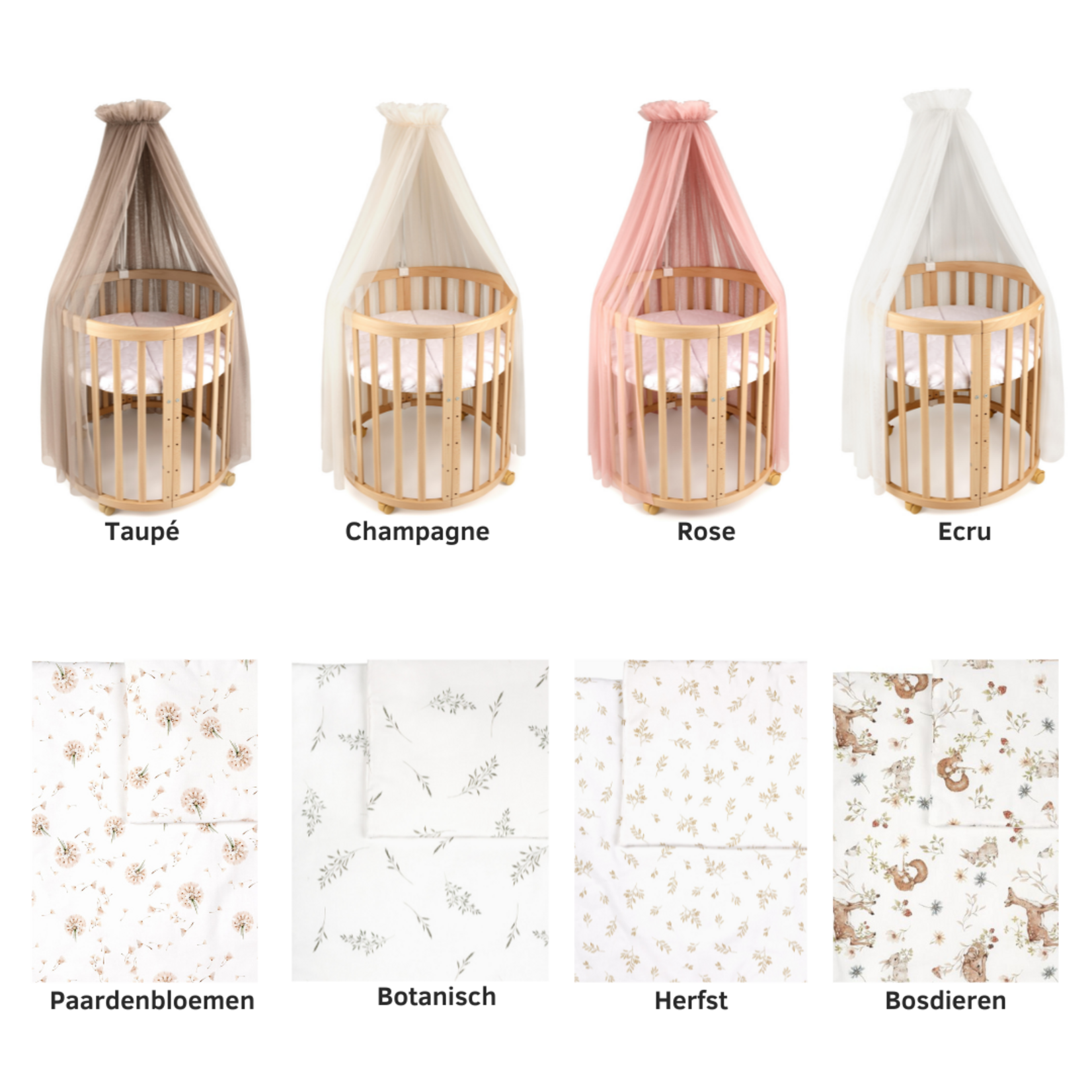 Waldin Multifunctioneel  OVAAL 7 in 1 Babybed / peuterbed incl. matras - Vintage