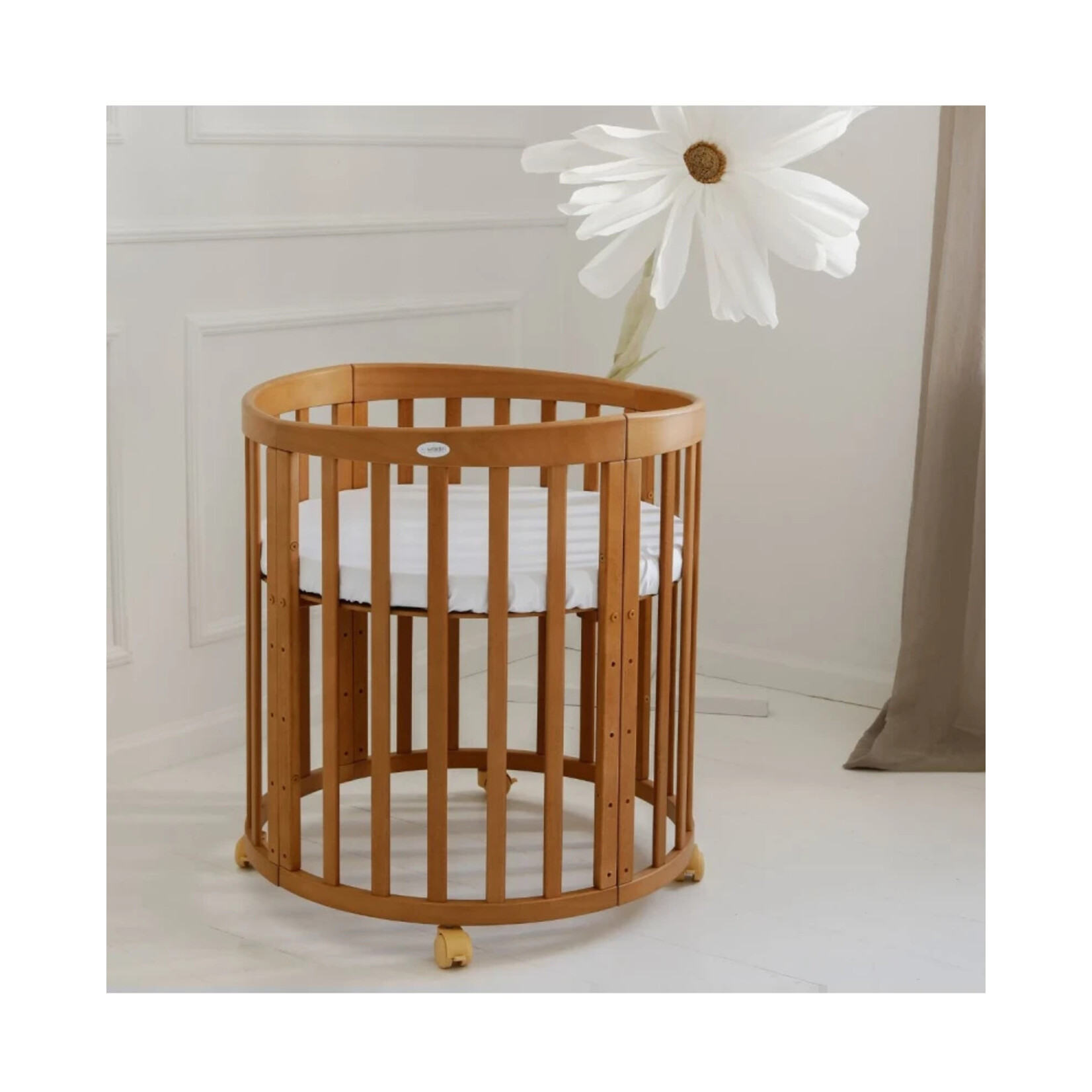 Waldin Multifunctioneel  OVAAL 7 in 1 Babybed / peuterbed incl. matras - Vintage