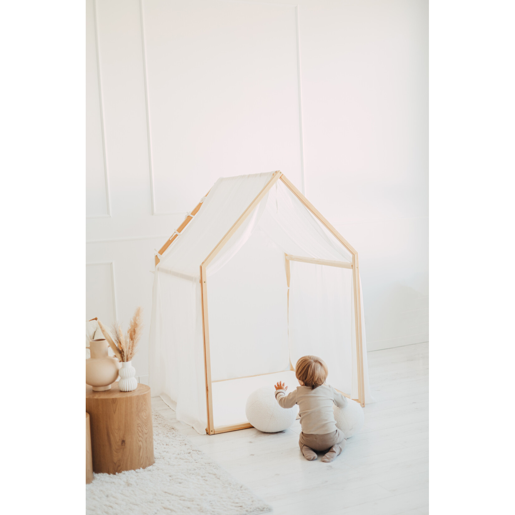 moje. Playhouse Scandi - Mousseline katoen bekleding - Wit
