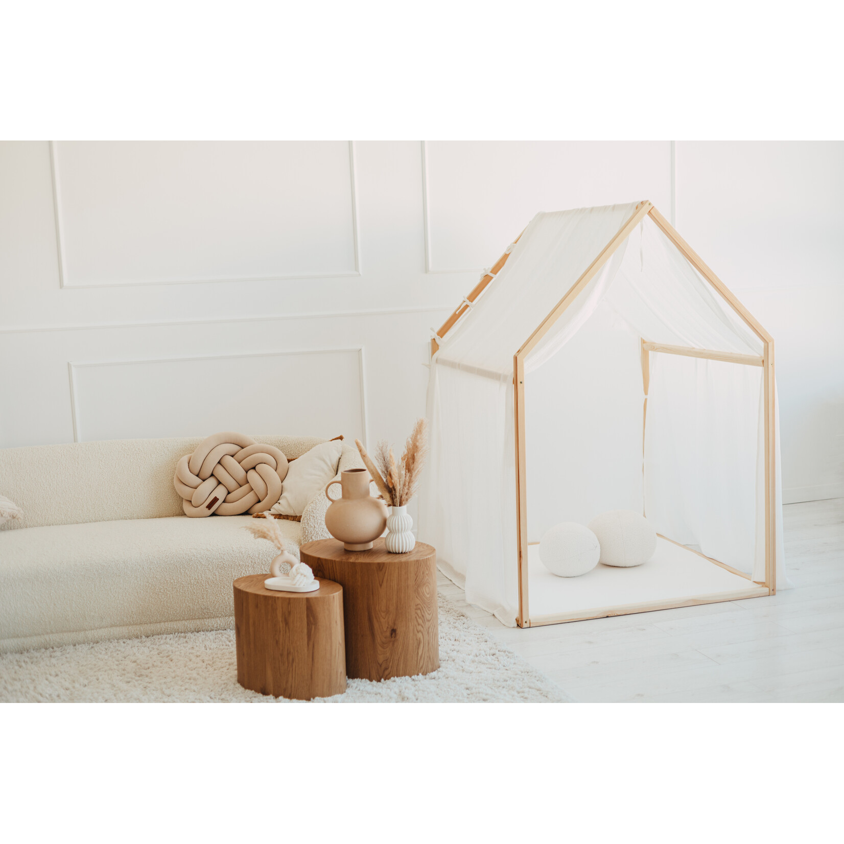 moje. Playhouse Scandi - Mousseline katoen bekleding - Wit