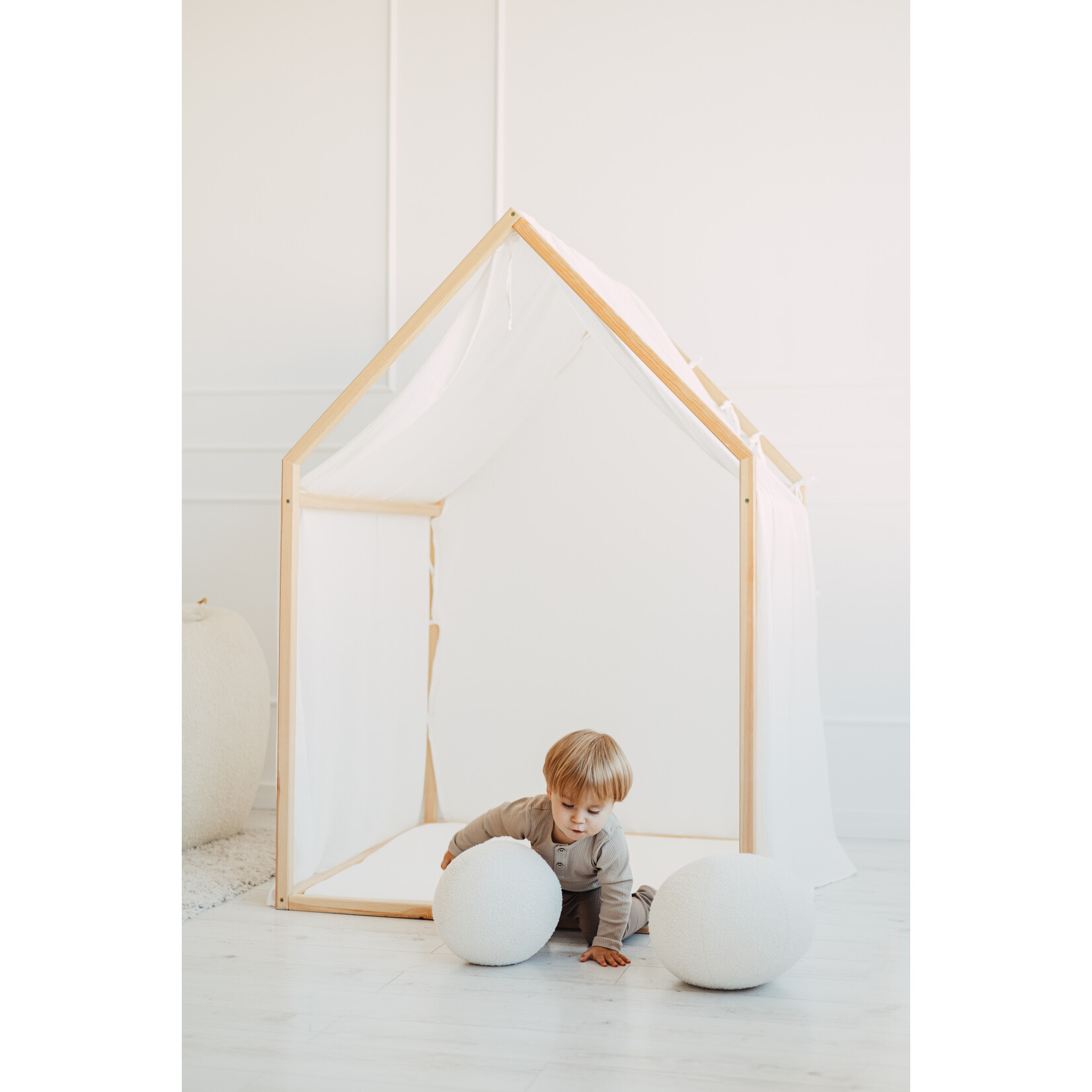 moje. Playhouse Scandi - Mousseline katoen bekleding - Wit