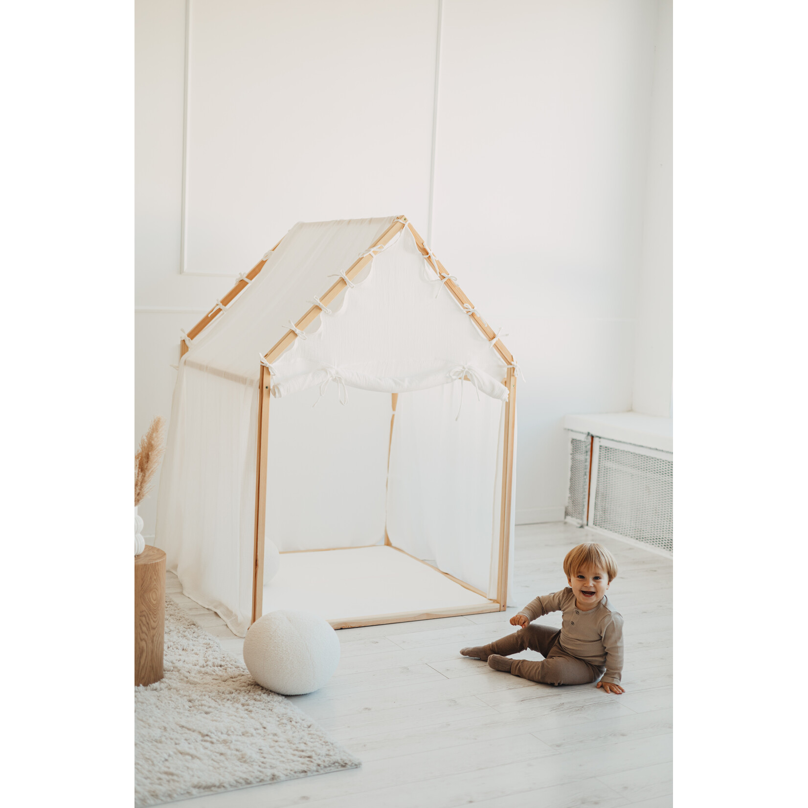 moje. Playhouse Scandi - Mousseline katoen bekleding - Wit