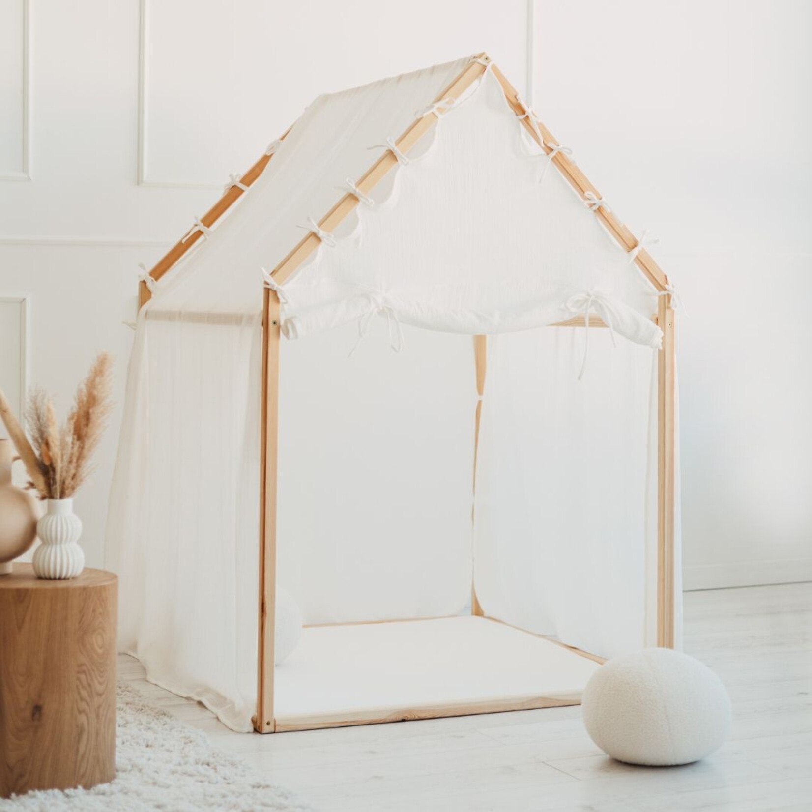 moje. Playhouse Scandi - Mousseline katoen bekleding - Wit