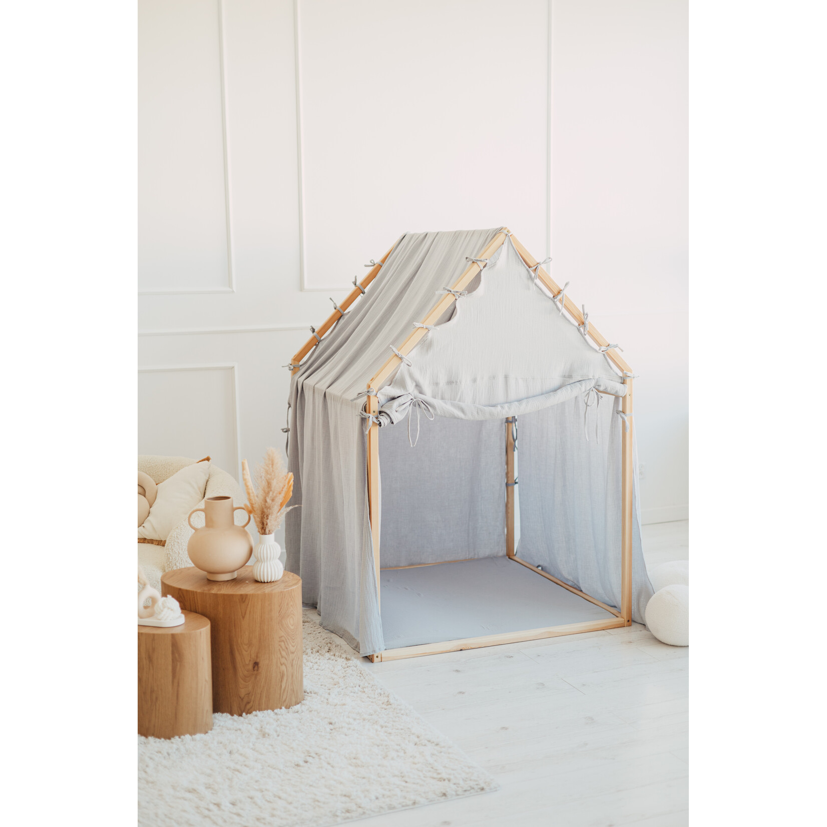 moje. Playhouse Scandi - Mousseline katoen bekleding - Blauw