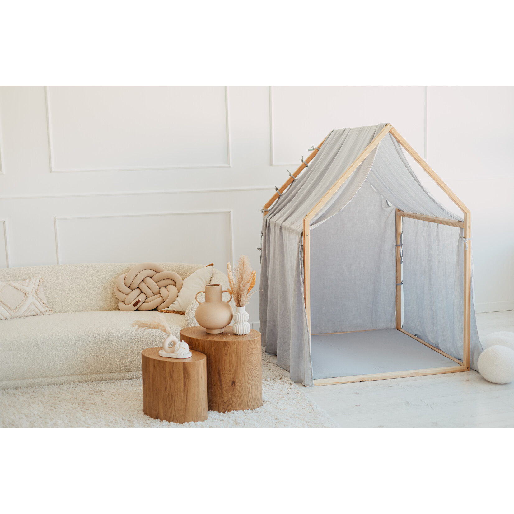 moje. Playhouse Scandi - Mousseline katoen bekleding - Blauw