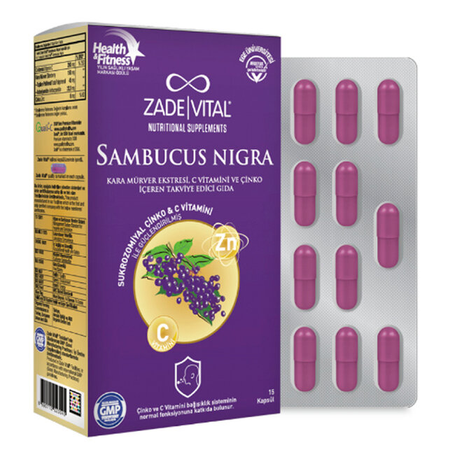 Zade Vital Sambucus Nigra Kara Mürver Ekstreli C Vitamini & Çinko  (15 Kapsül)