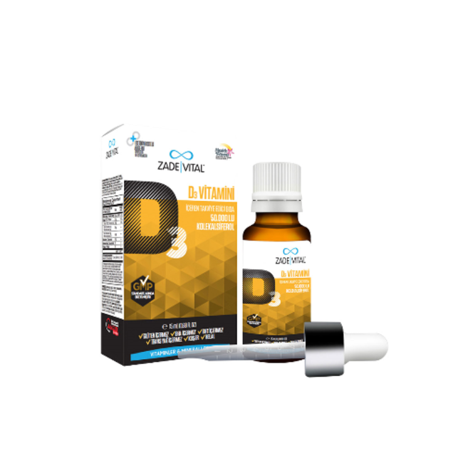 Zade Vital Vitamin D3 Damla 15ml (Çoçuklar ve Yetişkinler için)